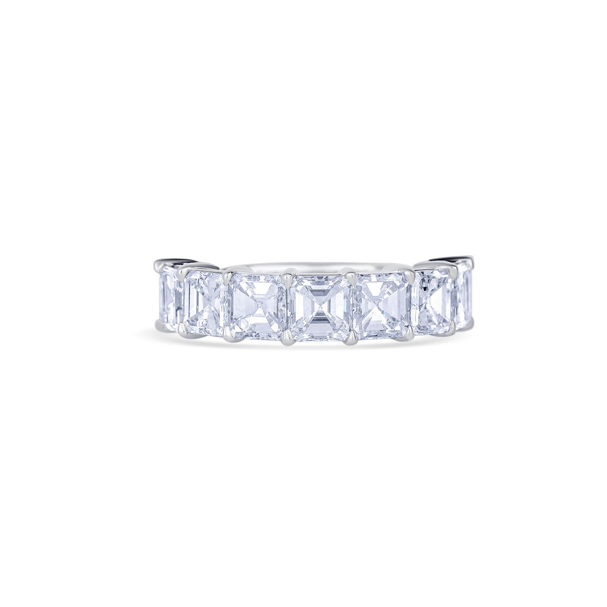 18K White Gold Asscher Cut Diamond Halfway Wedding Band