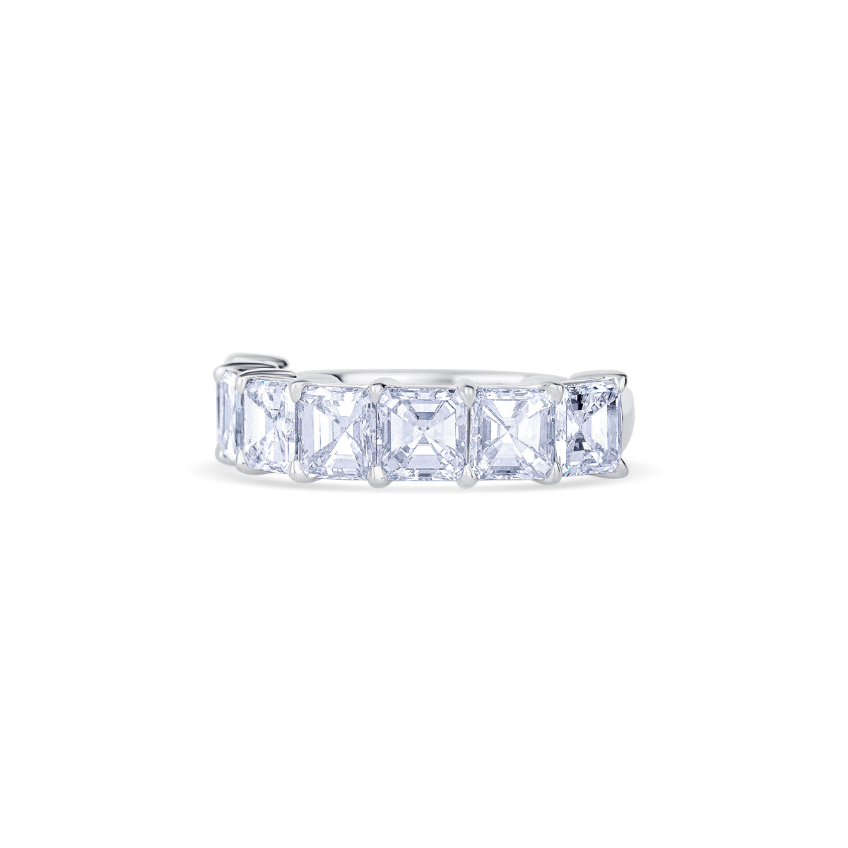 18K White Gold Asscher Cut Diamond Halfway Wedding Band