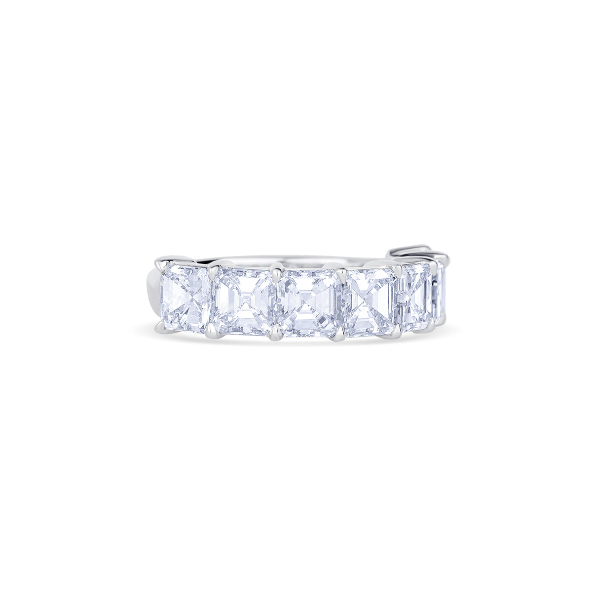 18K White Gold Asscher Cut Diamond Halfway Wedding Band