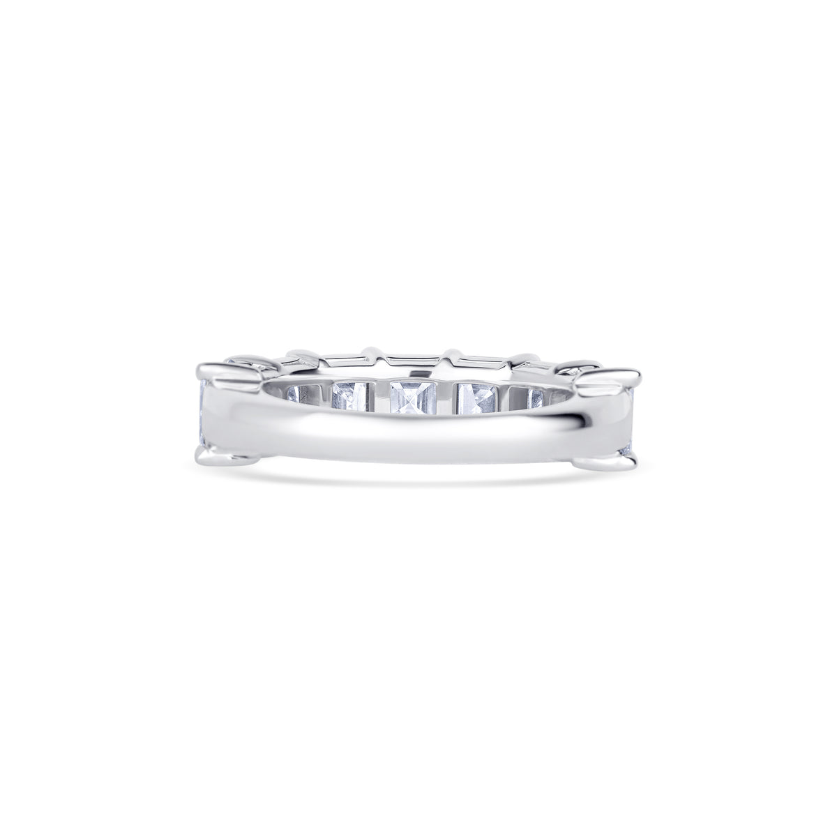 18K White Gold Asscher Cut Diamond Halfway Wedding Band