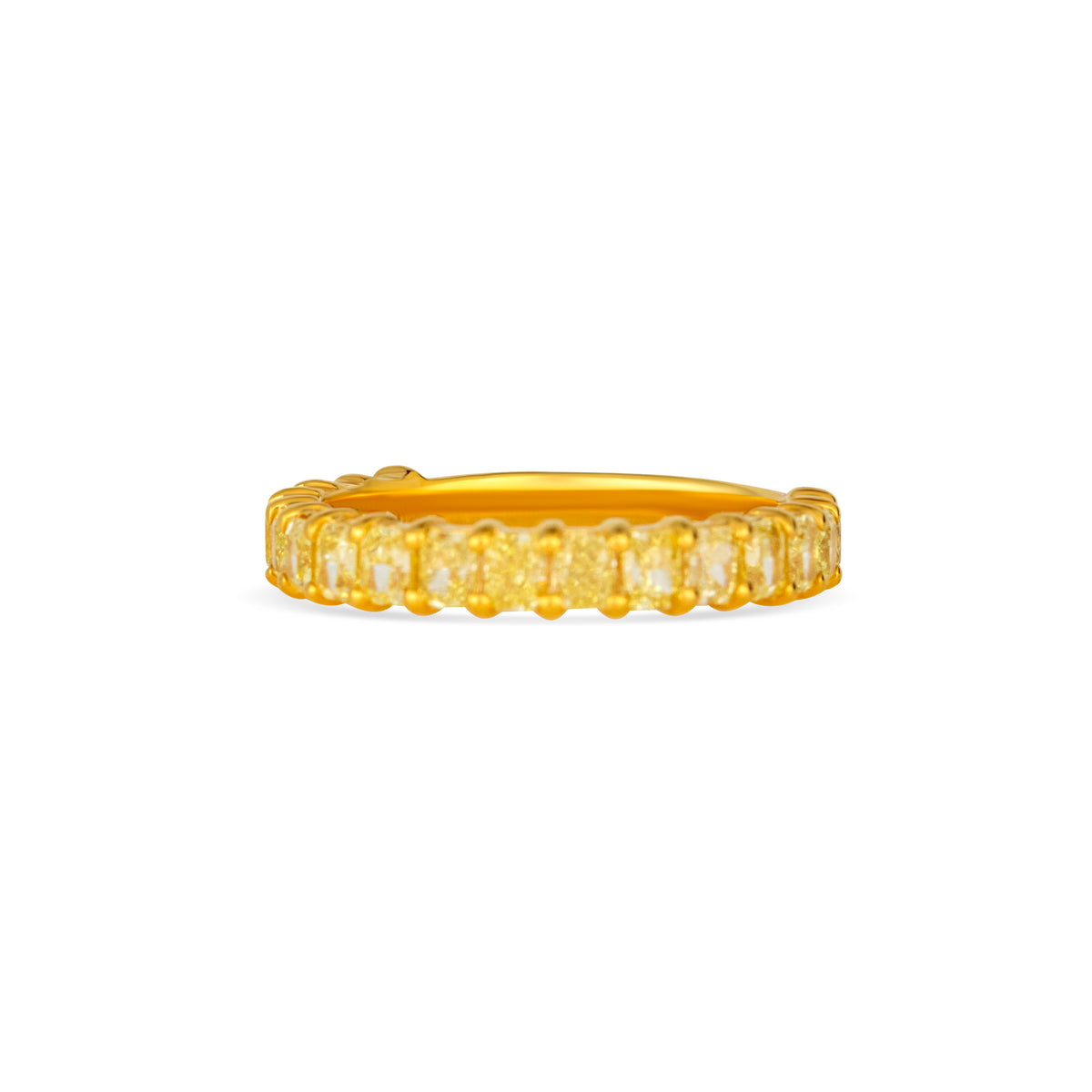 14K Yellow Gold Fancy Yellow Princess Cut Diamond Three Quarter Wedding Band