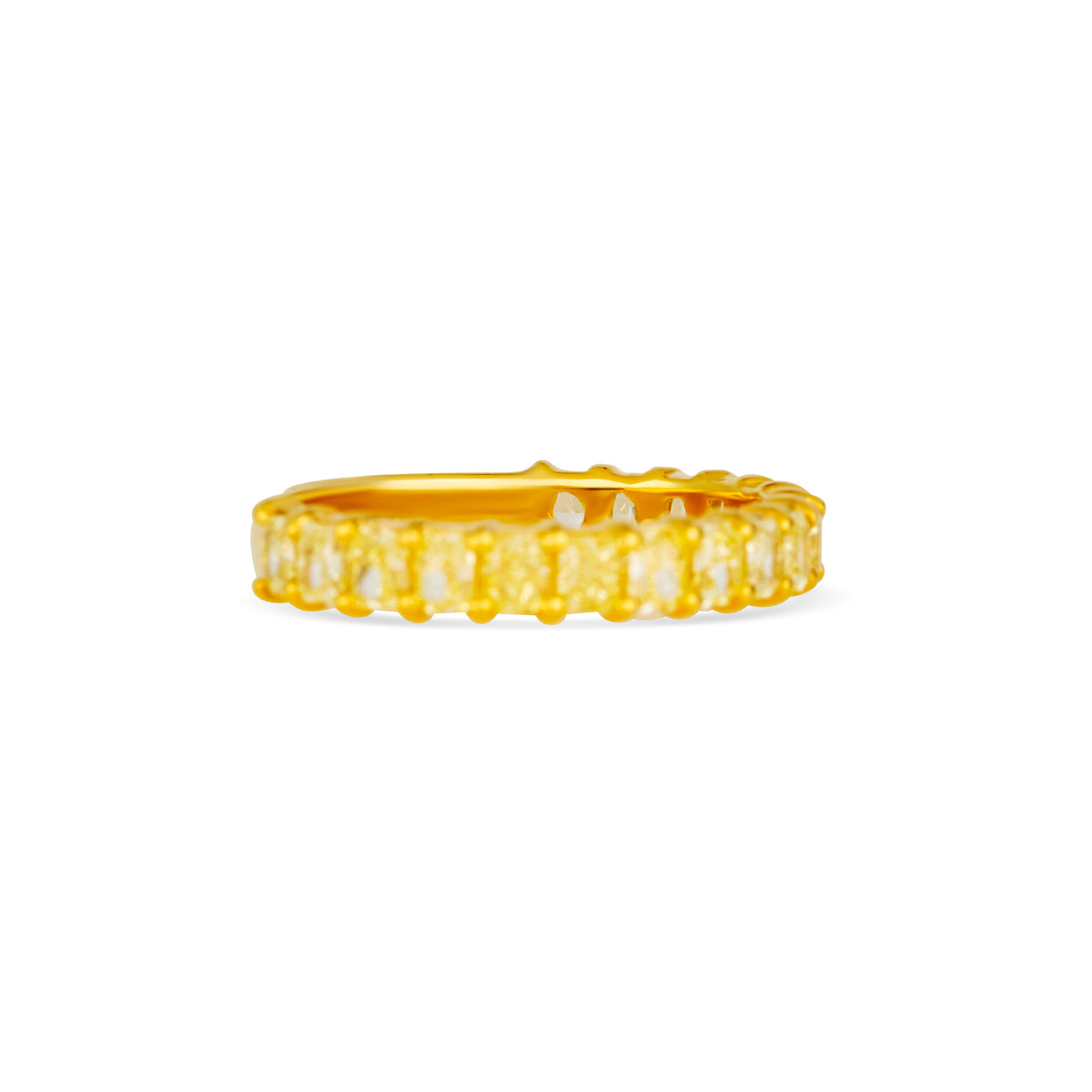 14K Yellow Gold Fancy Yellow Princess Cut Diamond Three Quarter Wedding Band