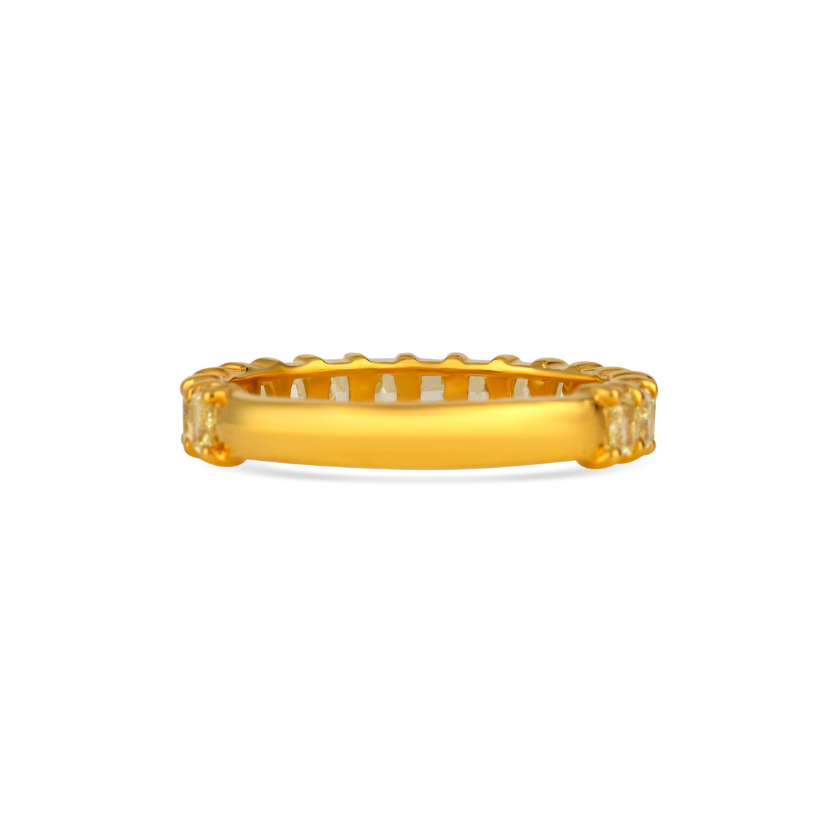 14K Yellow Gold Fancy Yellow Princess Cut Diamond Three Quarter Wedding Band