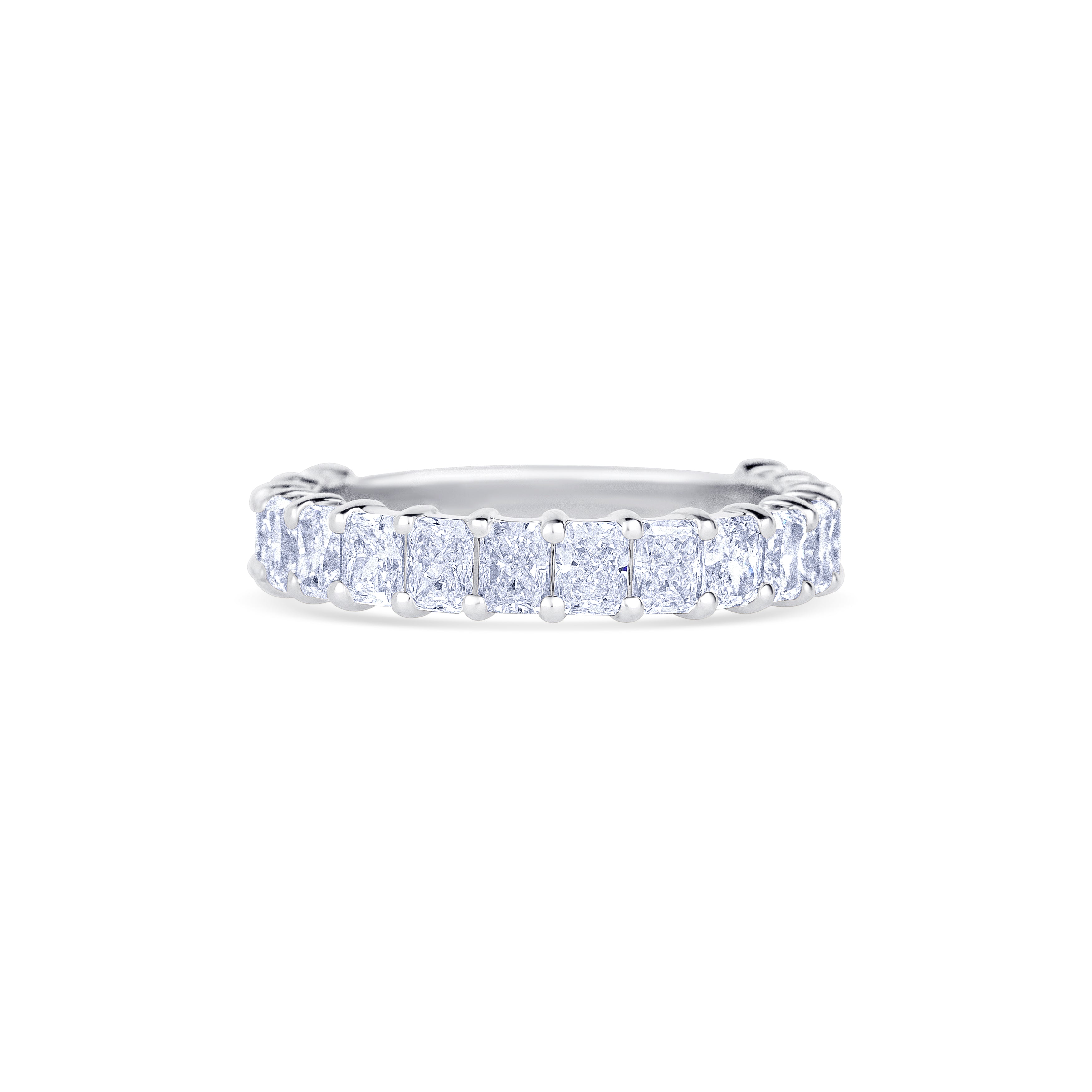 14K White Gold Radiant Cut Diamond Three Quarter Wedding Band