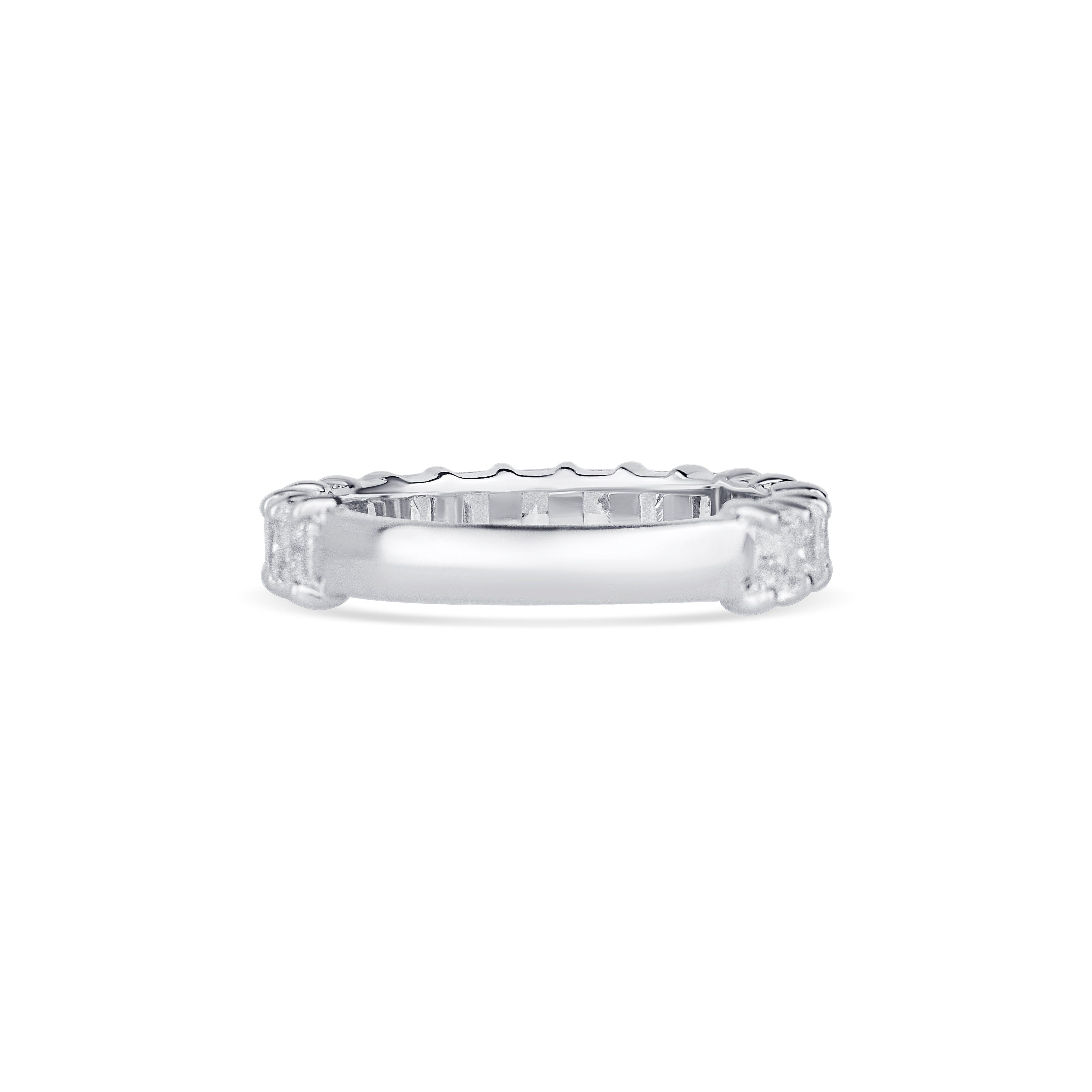 14K White Gold Radiant Cut Diamond Three Quarter Wedding Band