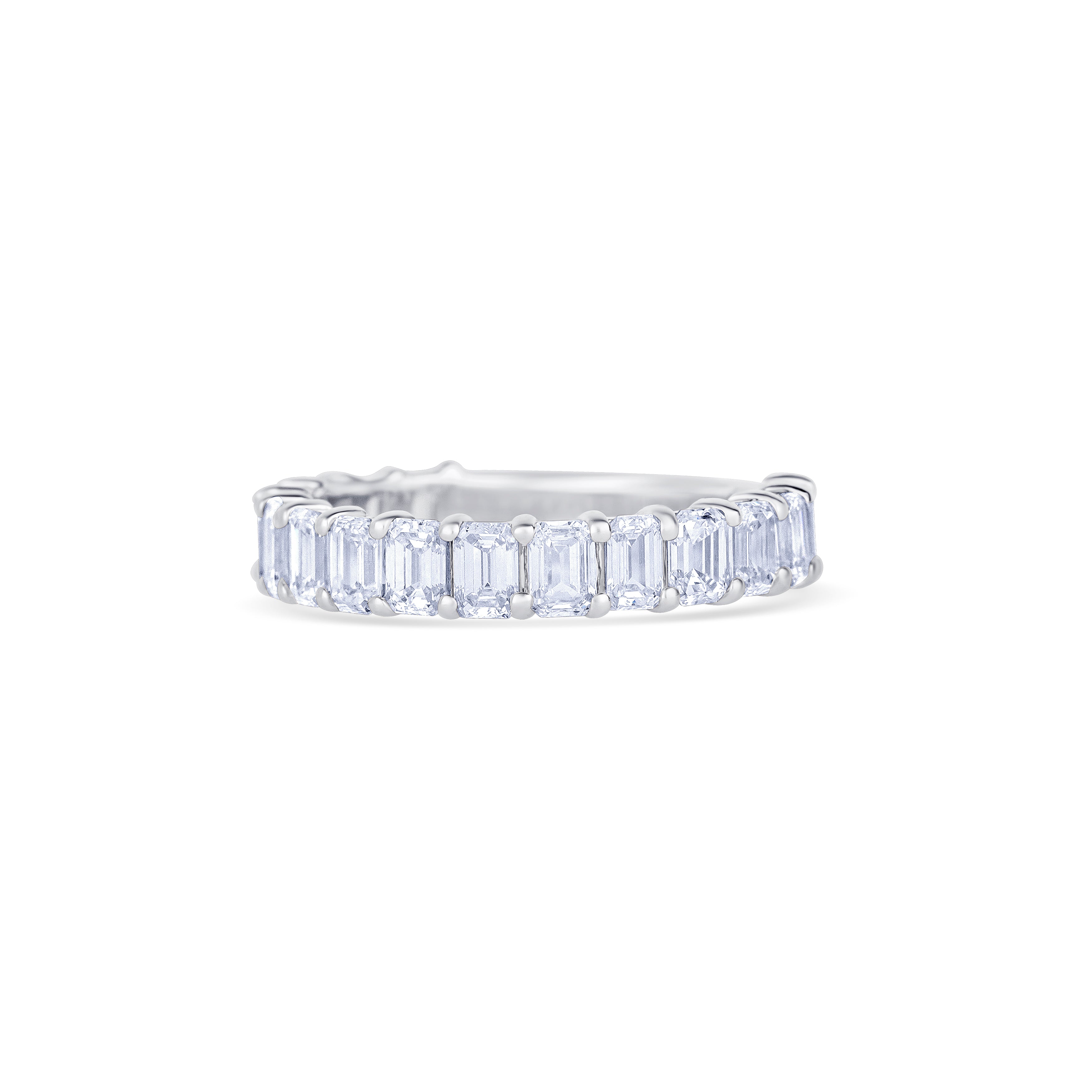 14K White Gold Emerald Cut Diamond Three Quarter Wedding Band