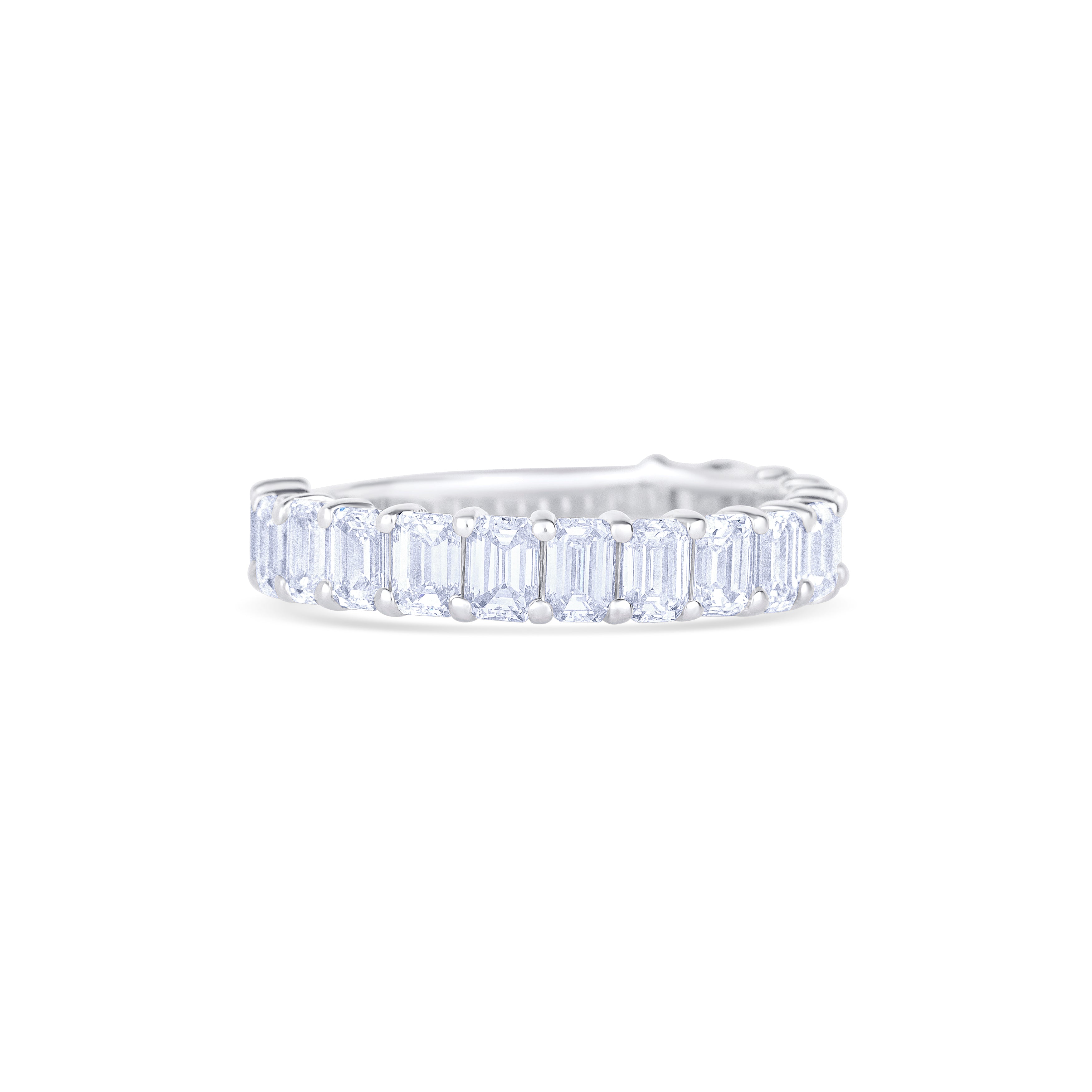 14K White Gold Emerald Cut Diamond Three Quarter Wedding Band