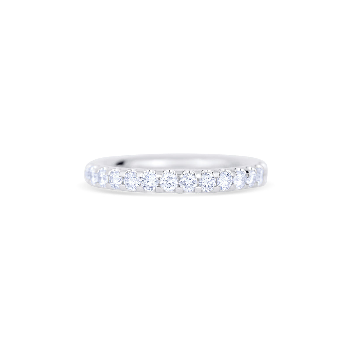 18K White Gold Round Cut White Diamond Eternity Wedding Band