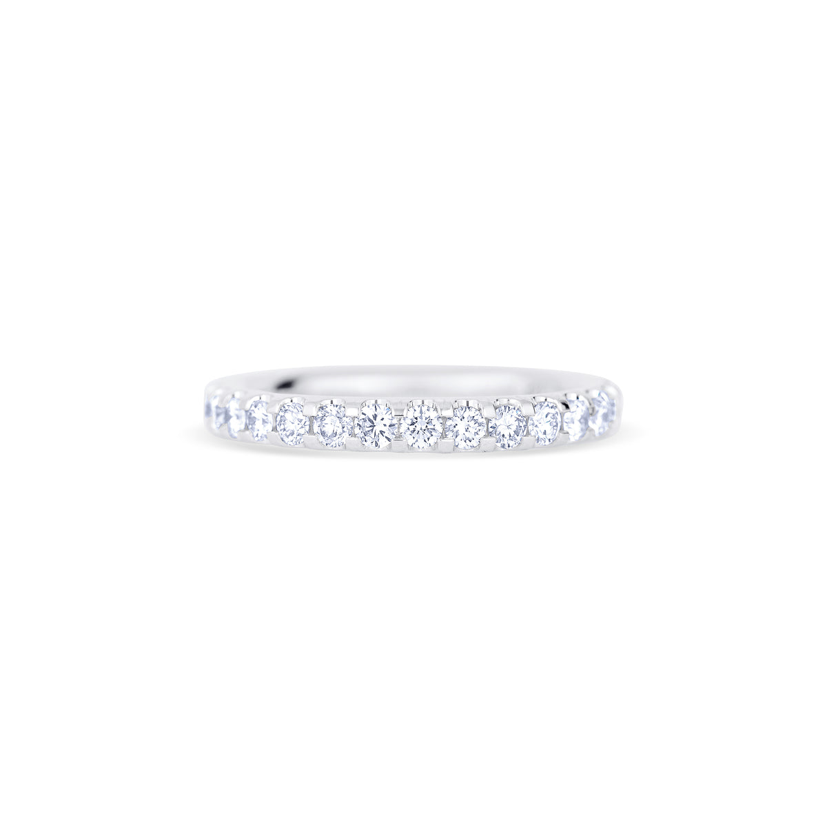 18K White Gold Round Cut White Diamond Eternity Wedding Band