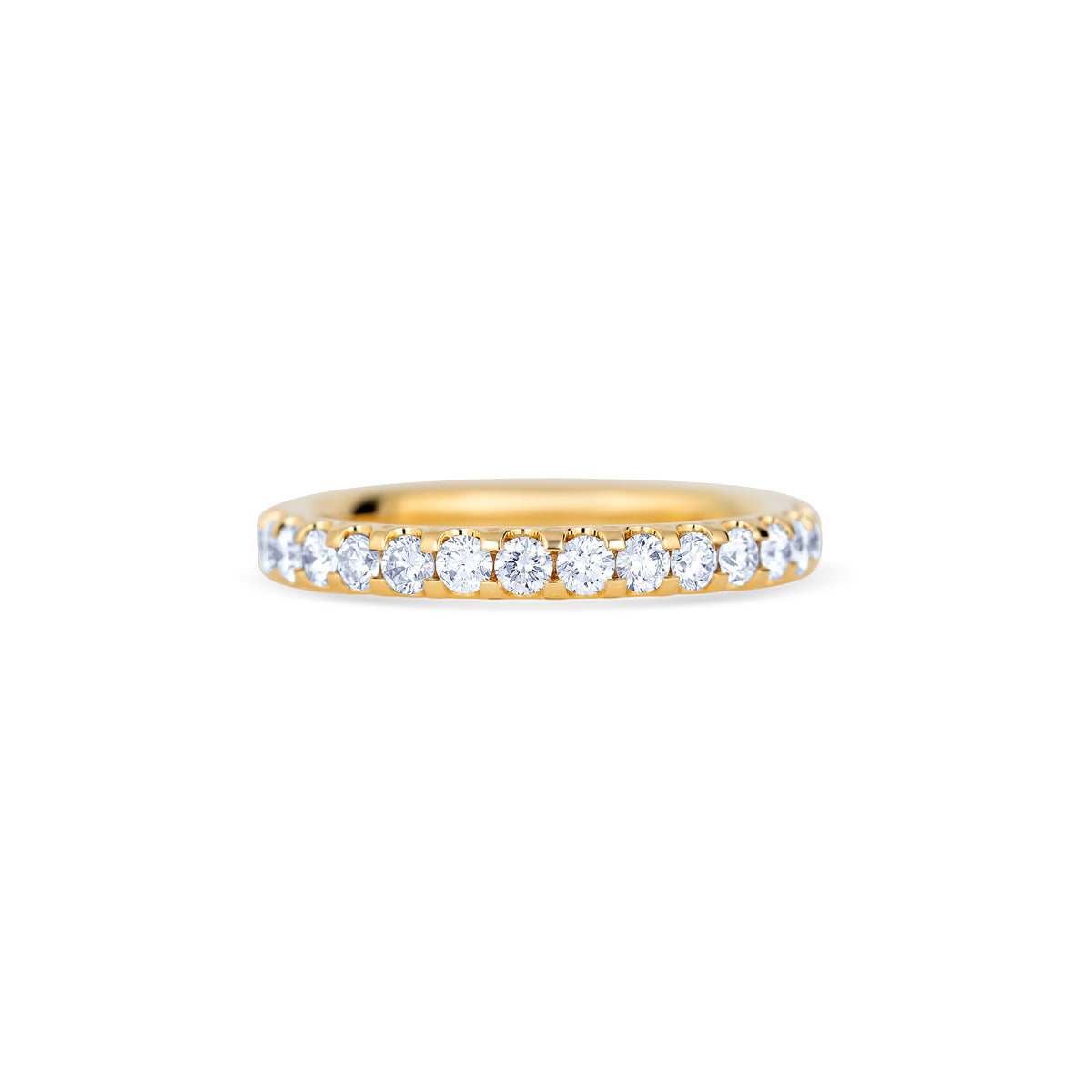 18K Yellow Gold Round Cut White Diamond Eternity Wedding Band