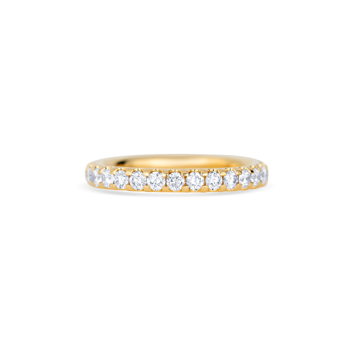 18K Yellow Gold Round Cut White Diamond Eternity Wedding Band