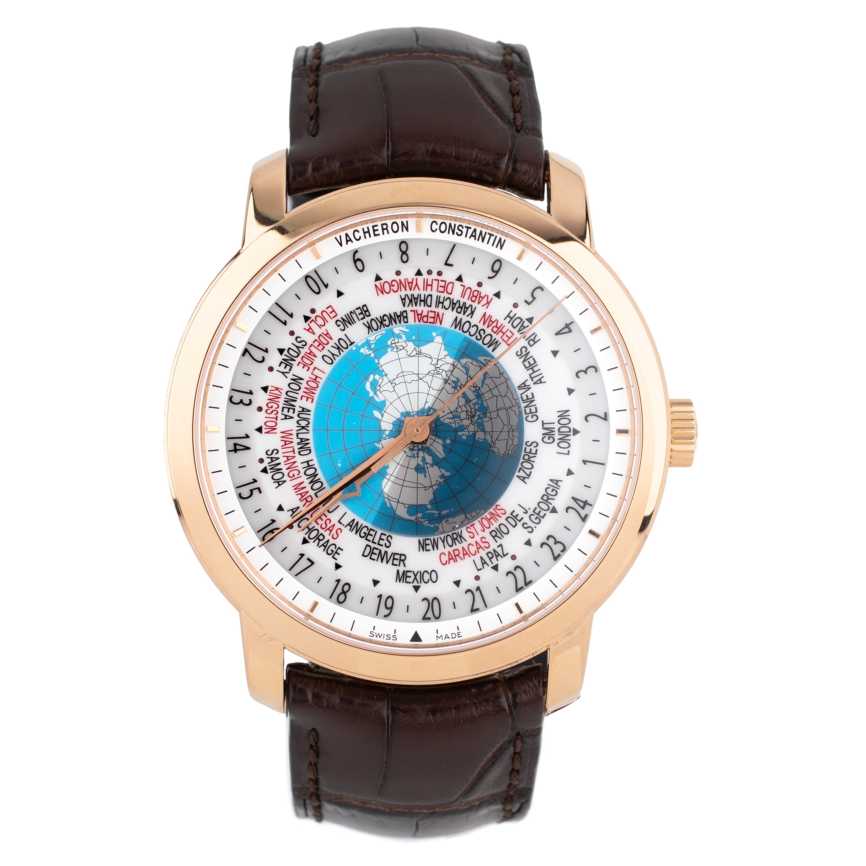 Vacheron Constantin Traditionnelle World Time White Dial Rose Gold 42.5mm 86060/000R-9640 Full Set