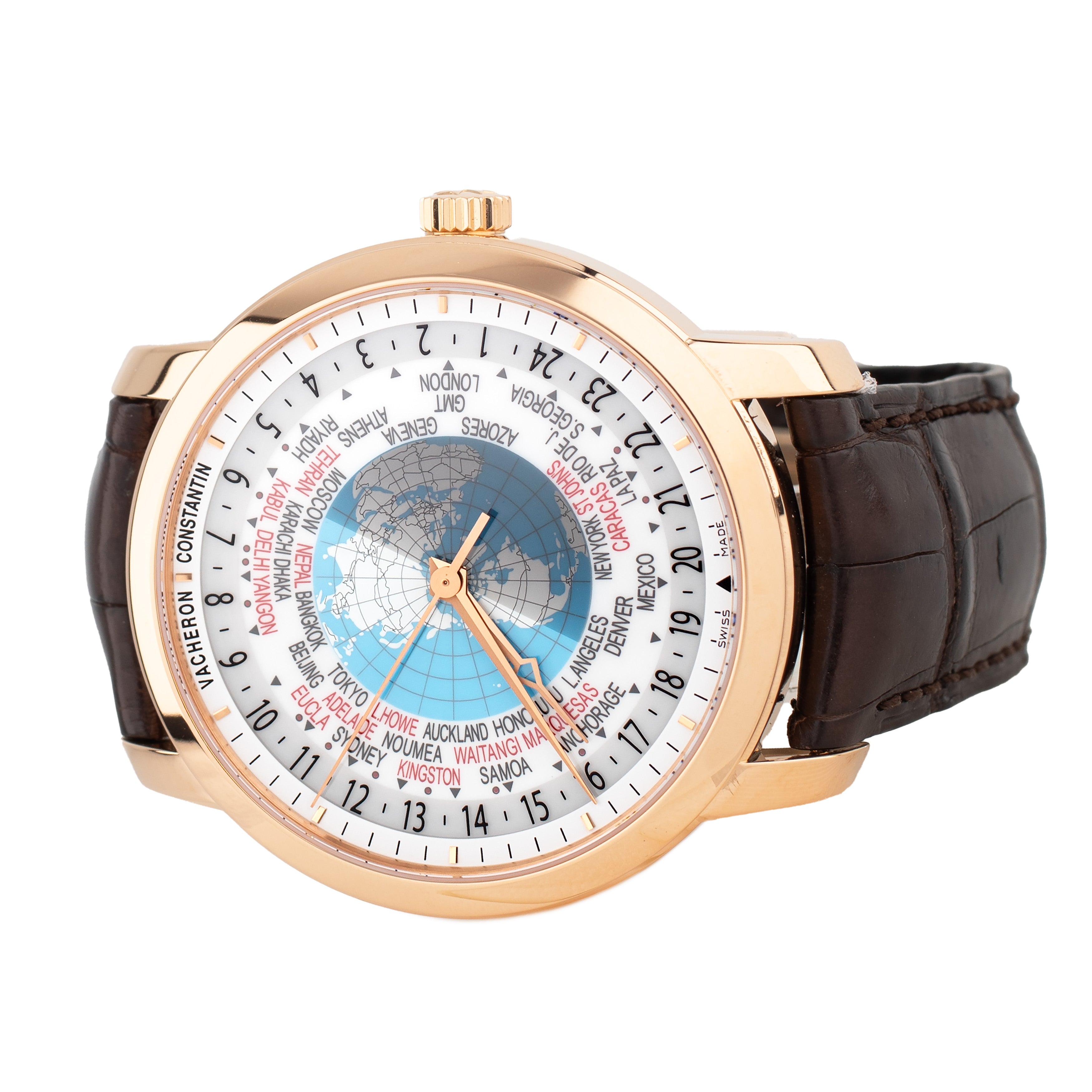 Vacheron Constantin Traditionnelle World Time White Dial Rose Gold 42.5mm 86060/000R-9640 Full Set