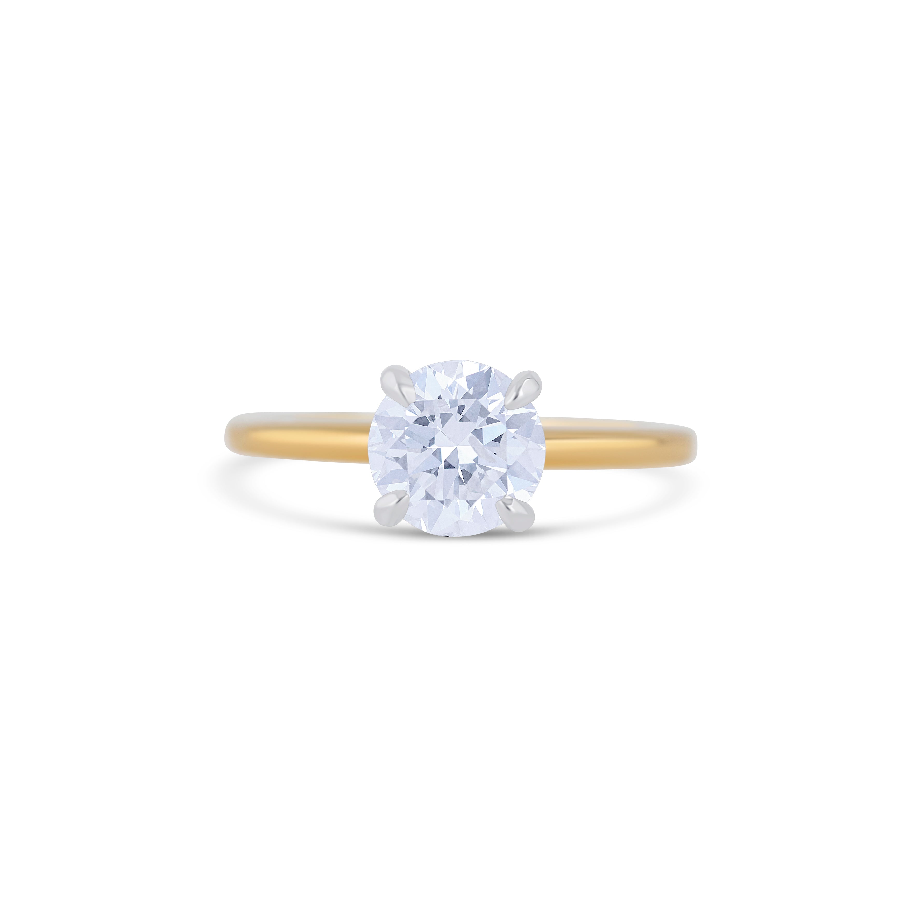 18K Two-Tone Gold Round Cut Diamond Solitaire Engagement Ring