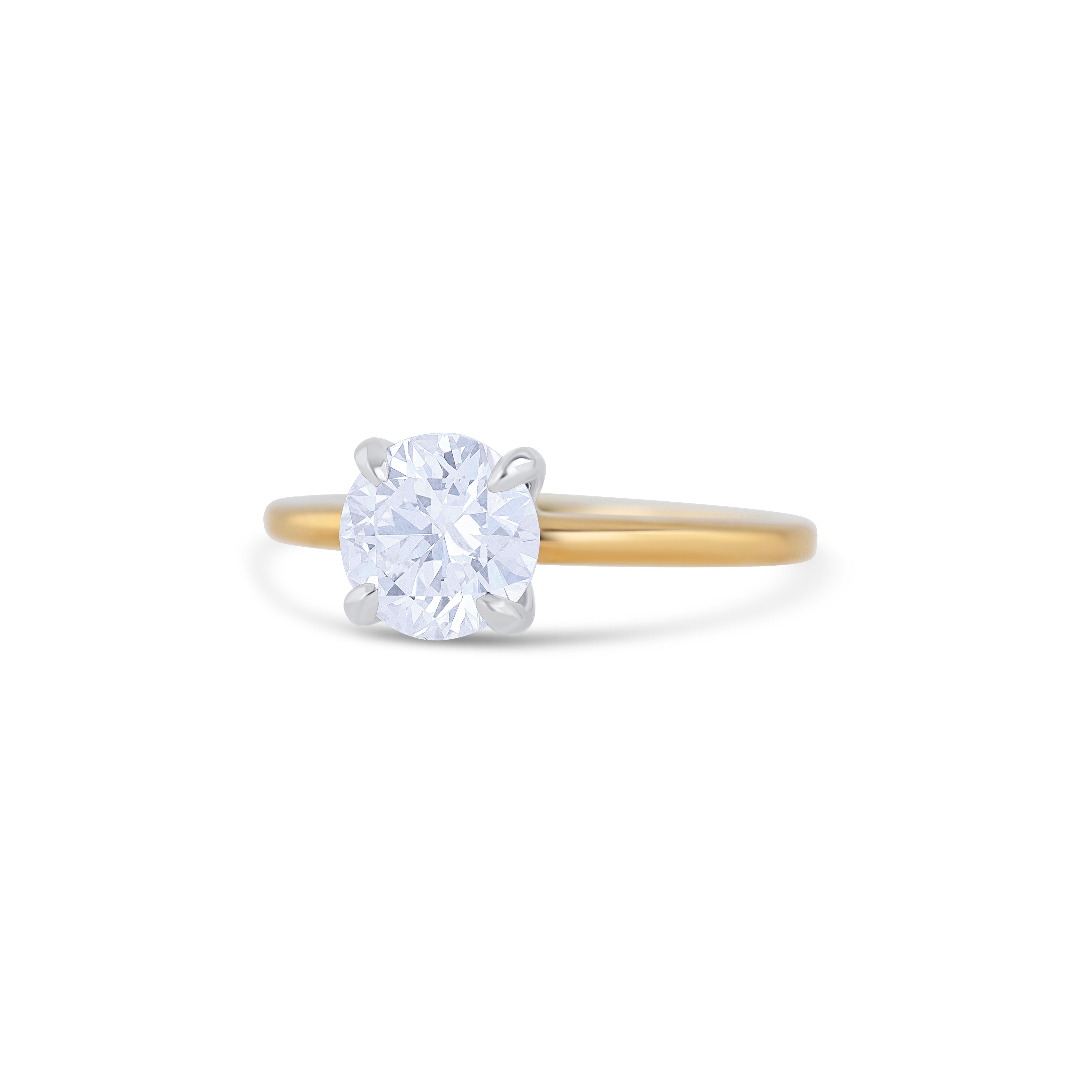 18K Two-Tone Gold Round Cut Diamond Solitaire Engagement Ring