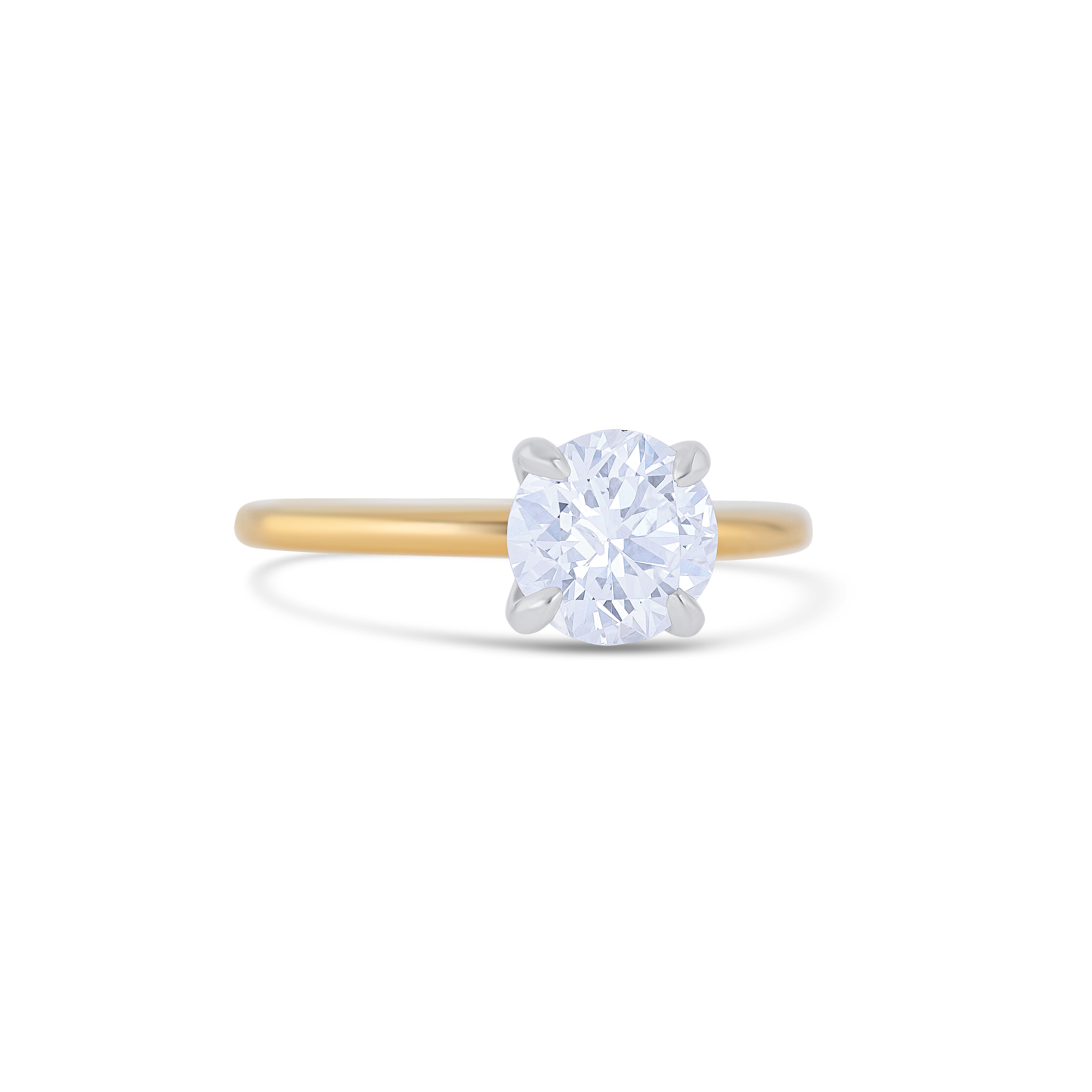 18K Two-Tone Gold Round Cut Diamond Solitaire Engagement Ring