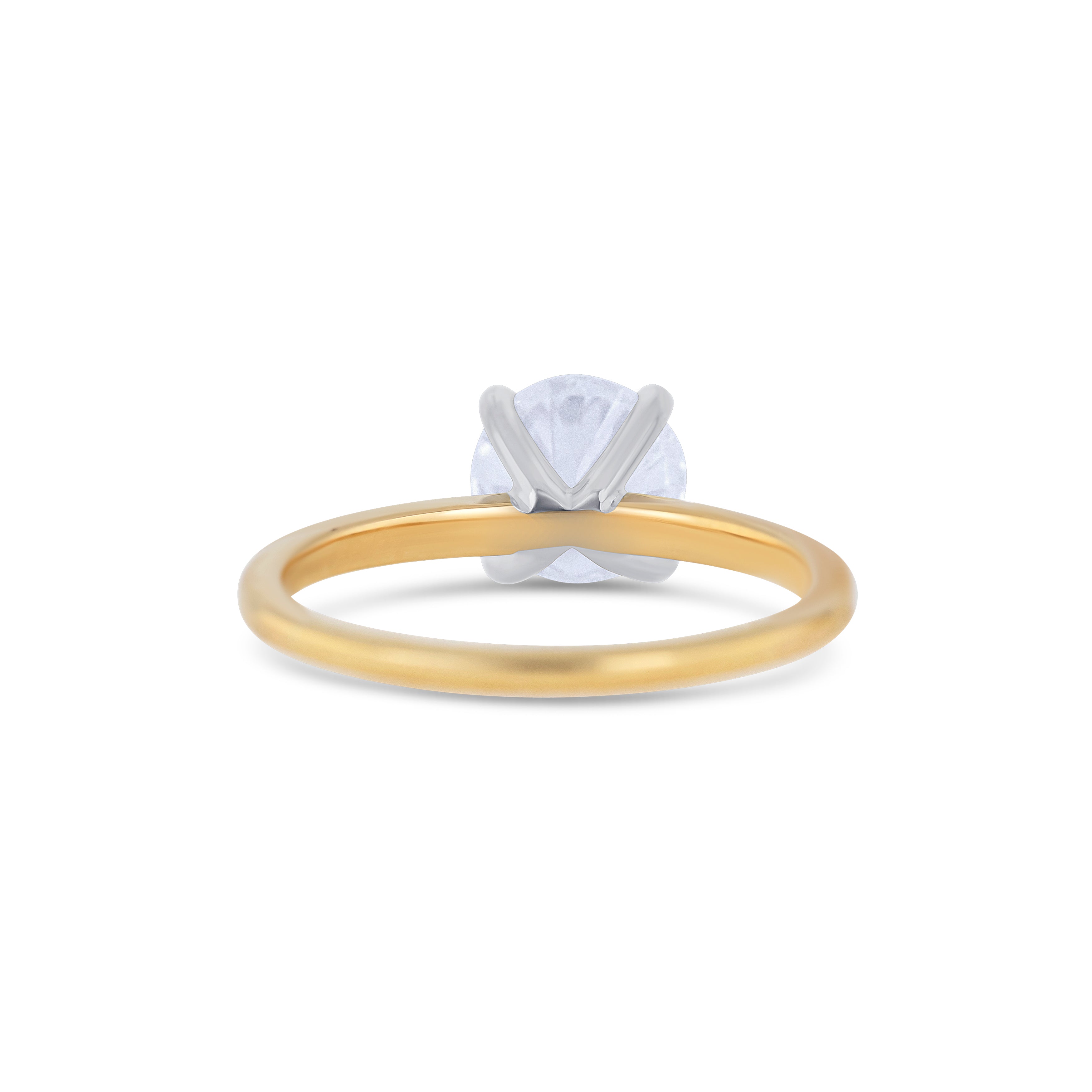 18K Two-Tone Gold Round Cut Diamond Solitaire Engagement Ring