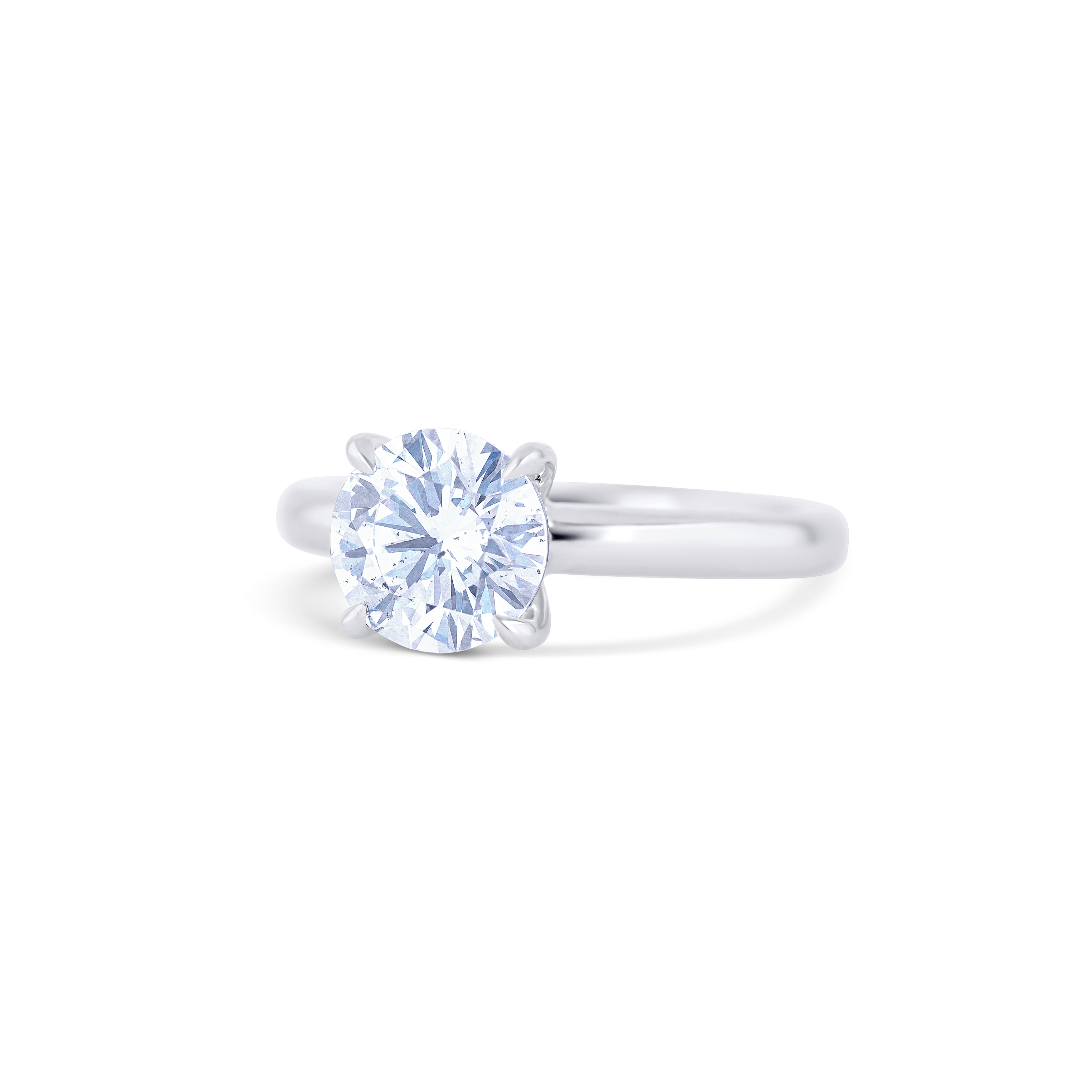 18K White Gold Round Cut Solitaire Diamond Engagement Ring