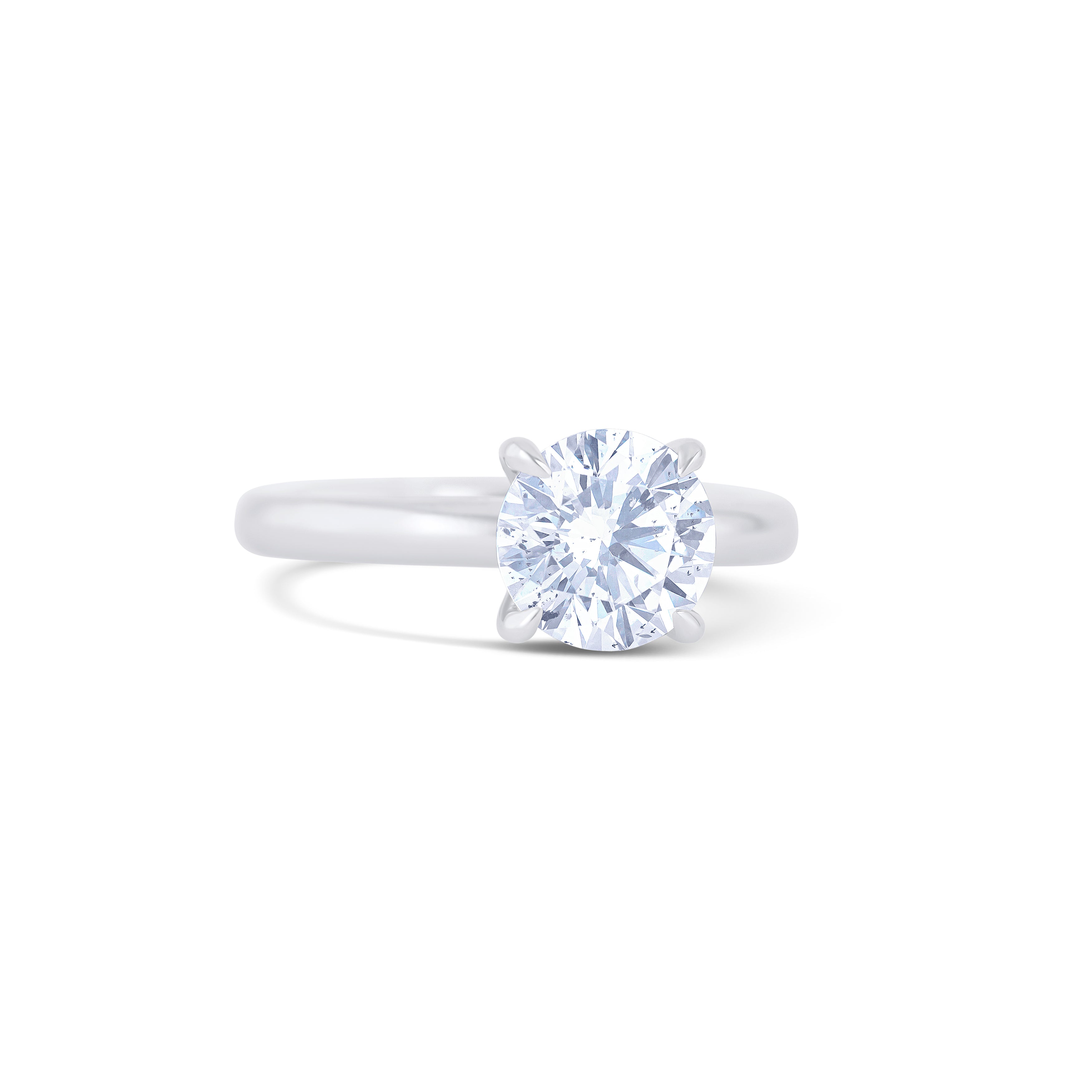 18K White Gold Round Cut Solitaire Diamond Engagement Ring