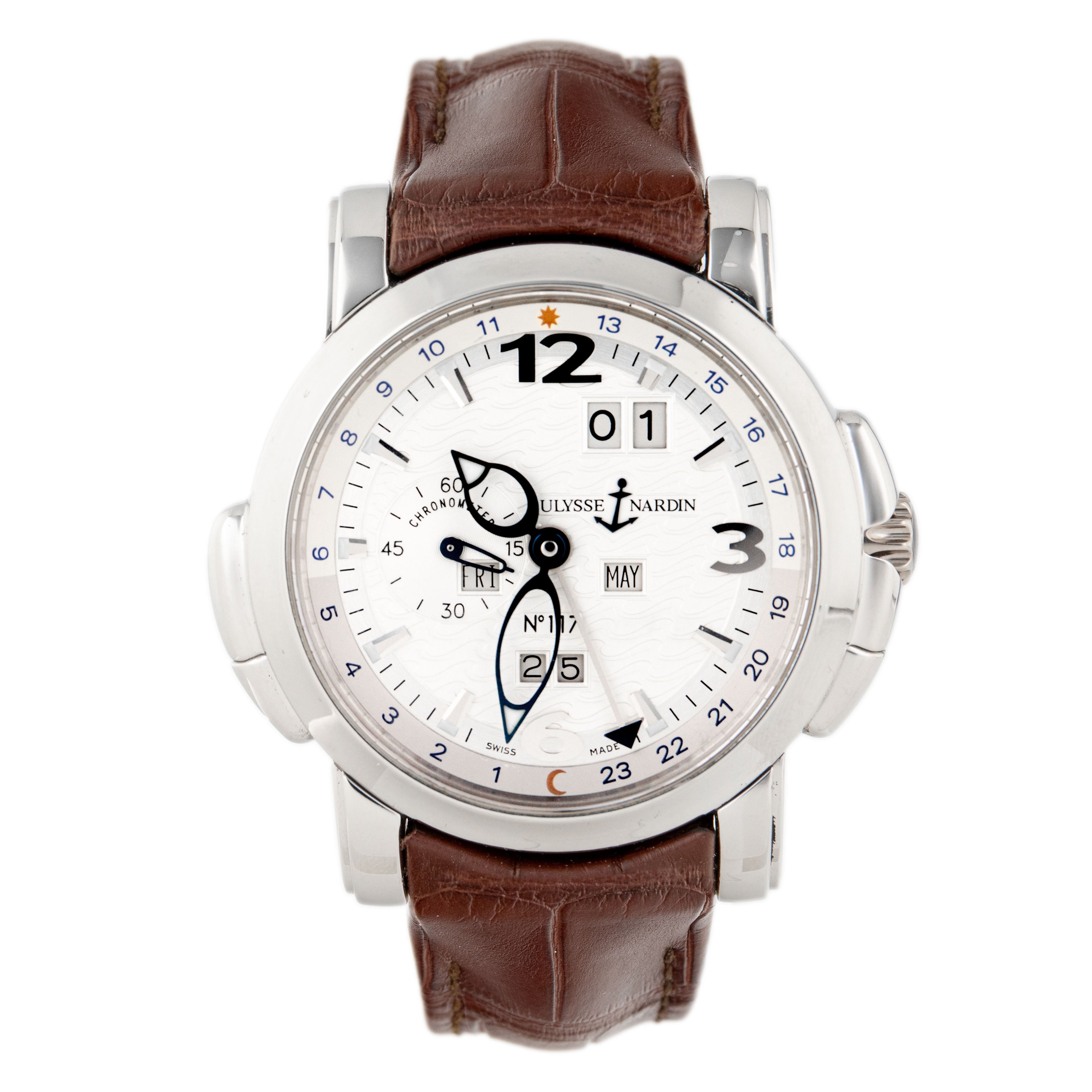 Ulysse Nardin GMT +- Perpetual Calendar Silver Dial Platinum 42mm 329-60 LE