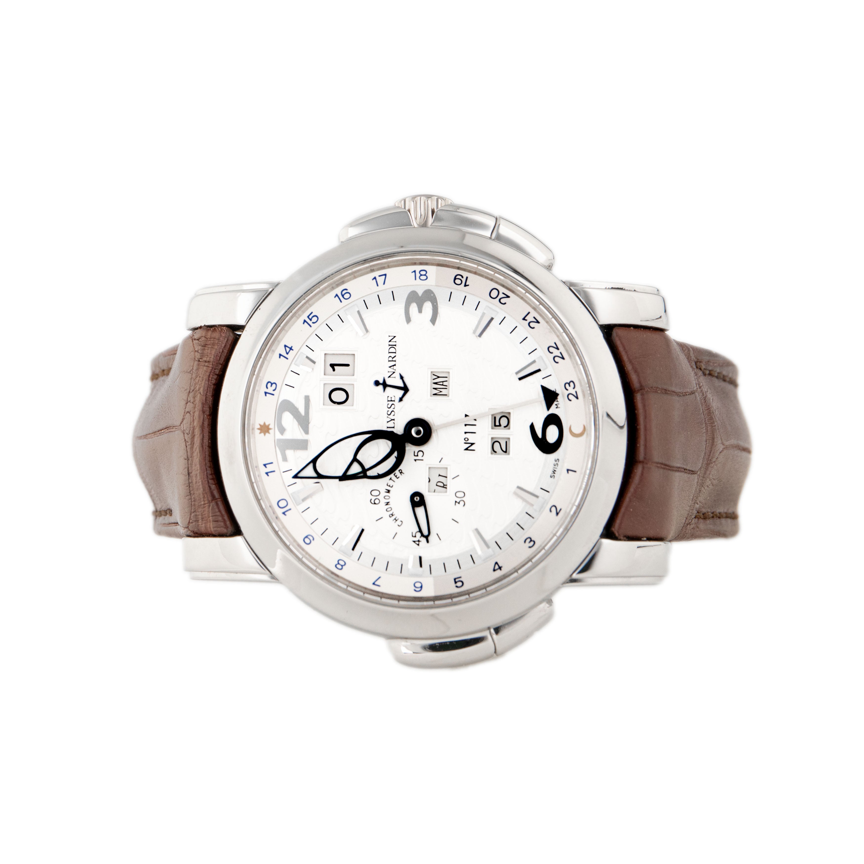 Ulysse Nardin GMT +- Perpetual Calendar Silver Dial Platinum 42mm 329-60 LE