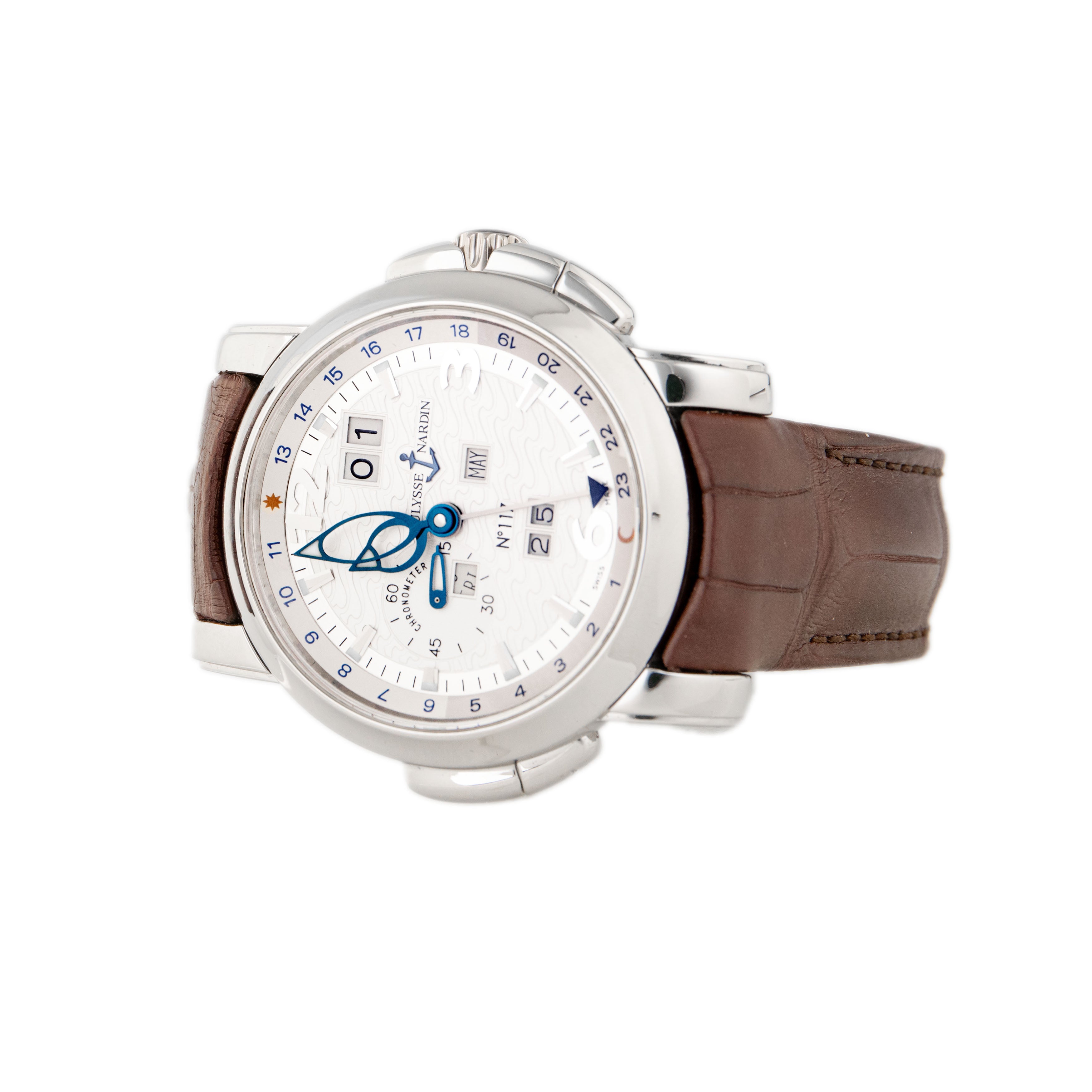 Ulysse Nardin GMT +- Perpetual Calendar Silver Dial Platinum 42mm 329-60 LE