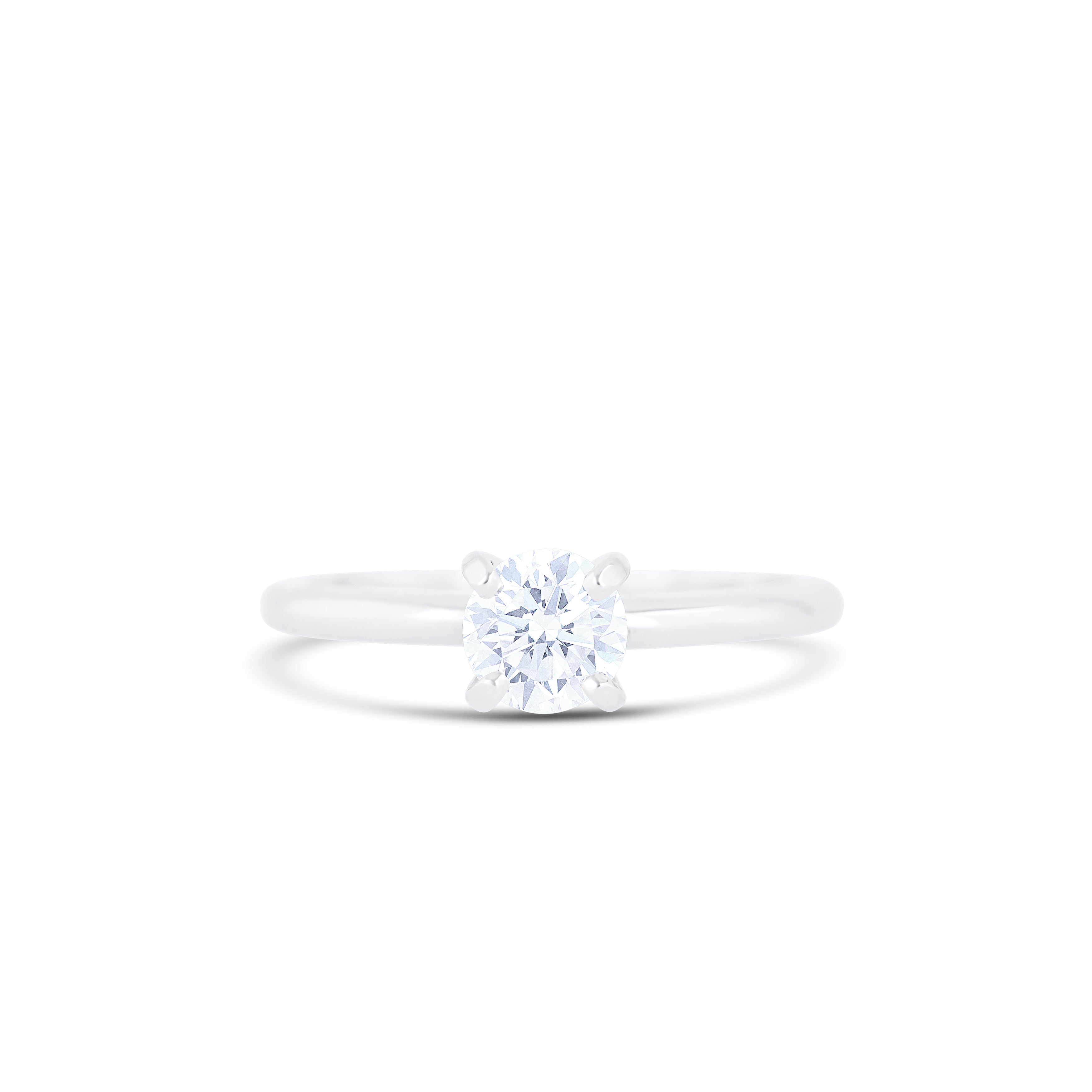 18K White Gold Round Cut Solitaire Diamond Engagement Ring