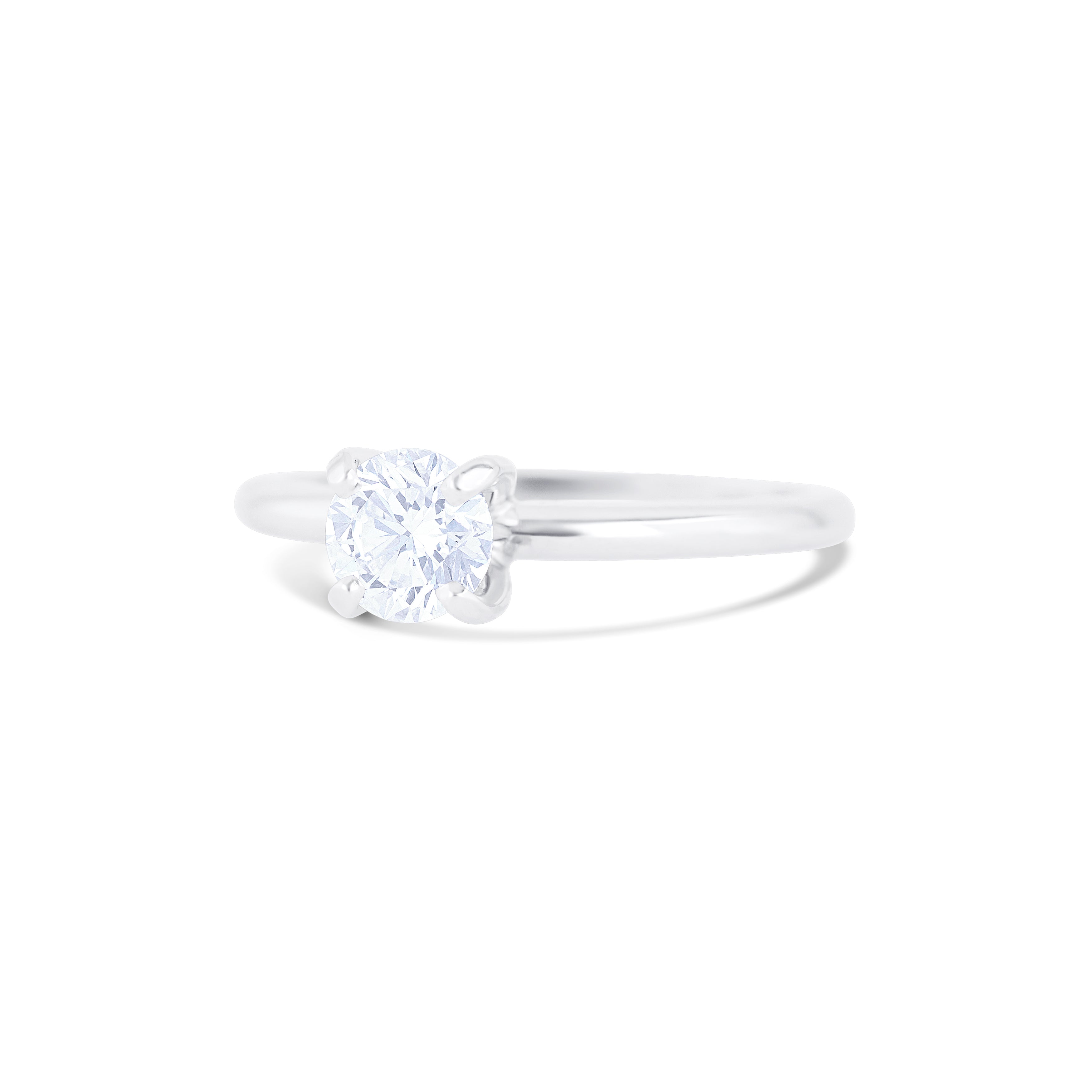 18K White Gold Round Cut Solitaire Diamond Engagement Ring
