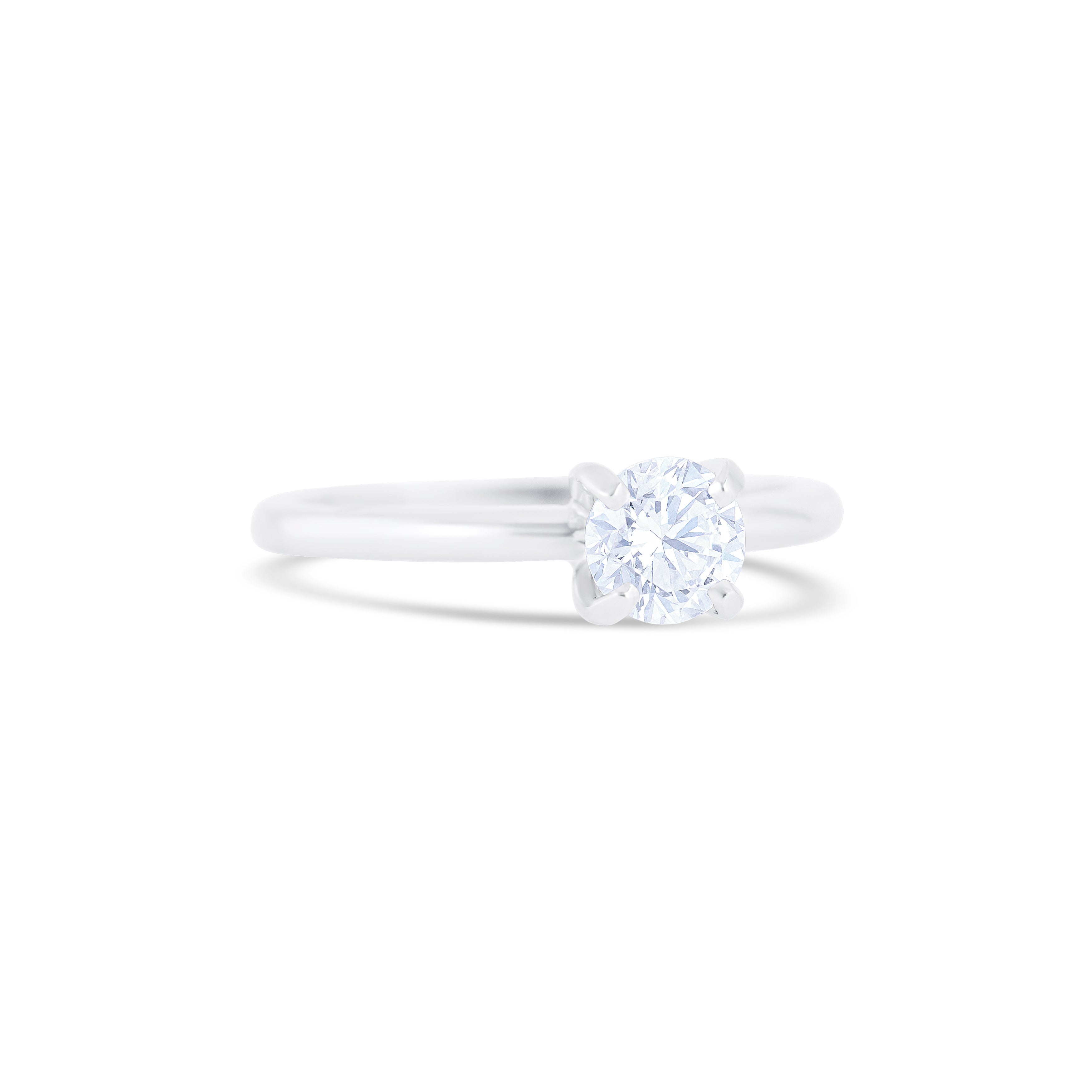 18K White Gold Round Cut Solitaire Diamond Engagement Ring