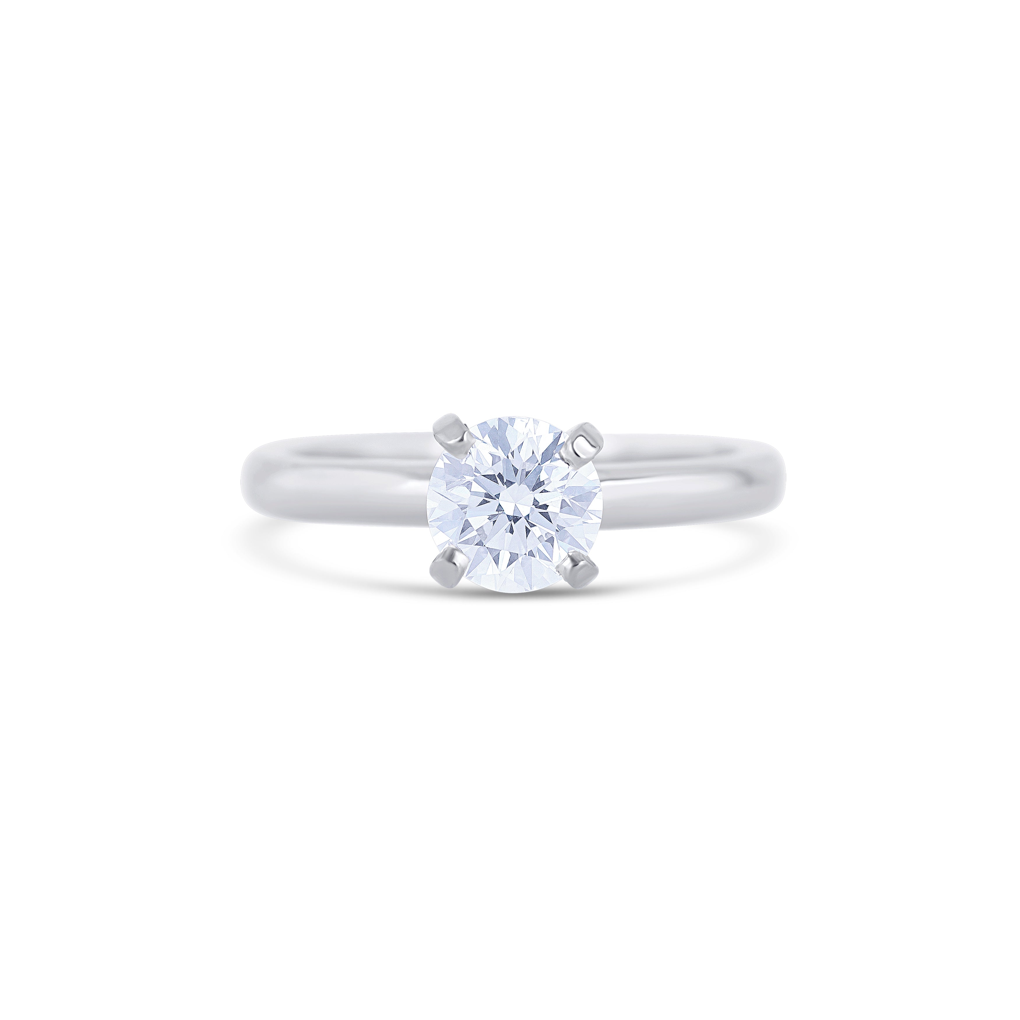 18K White Gold Round Cut Diamond Solitaire Engagement Ring