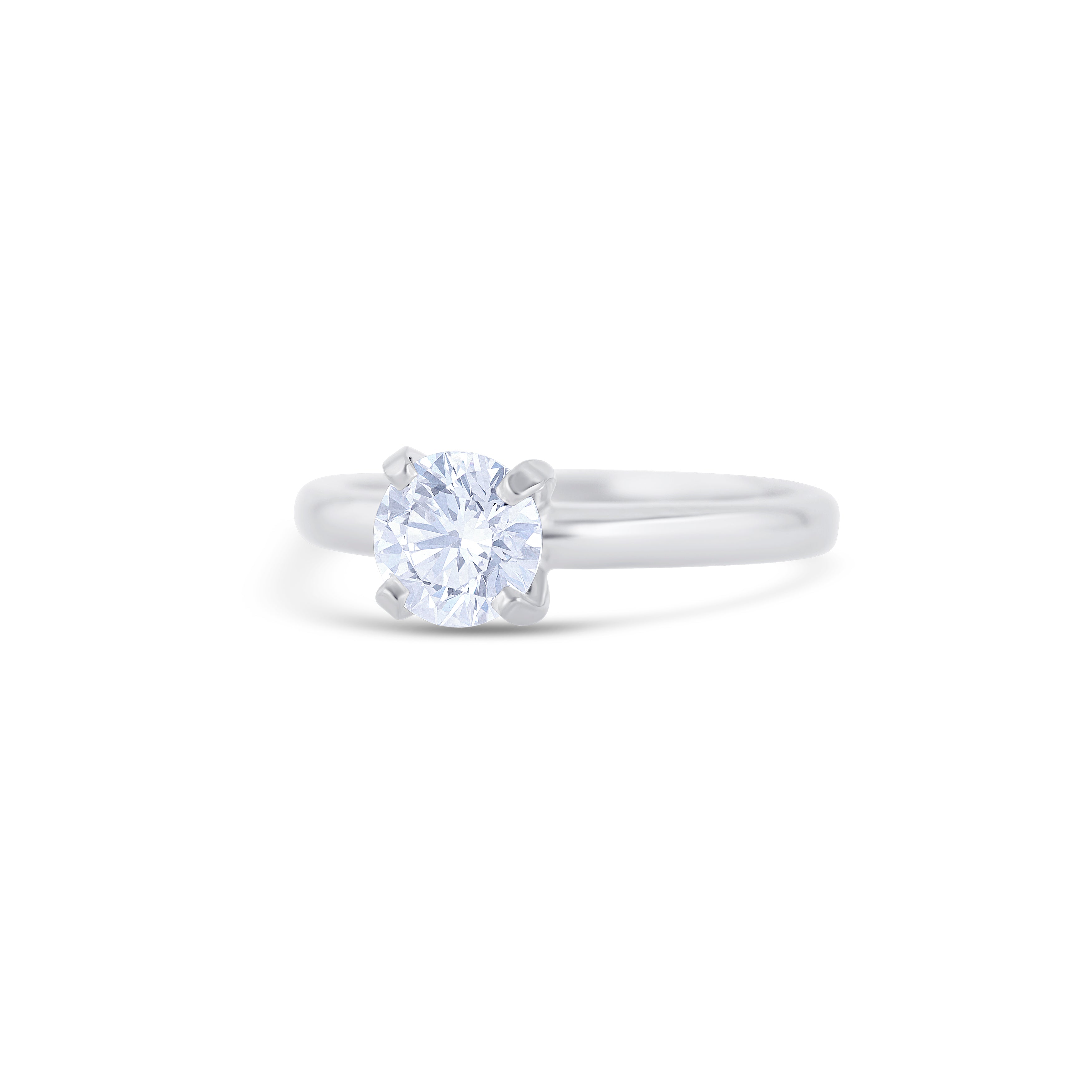 18K White Gold Round Cut Diamond Solitaire Engagement Ring