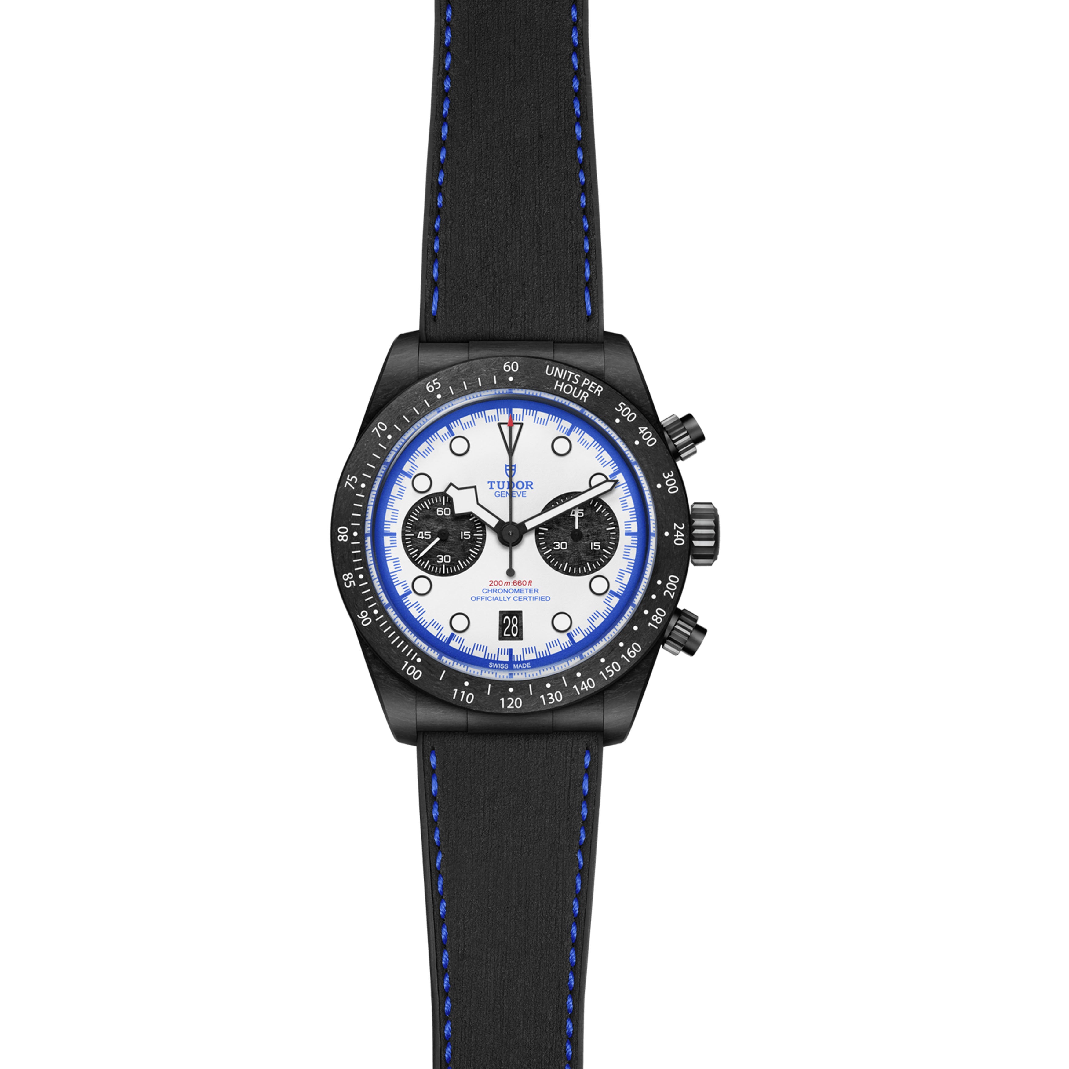 Tudor Black Bay Chrono Carbon 25 Watch, 42mm White Dial, M79377KN-0001