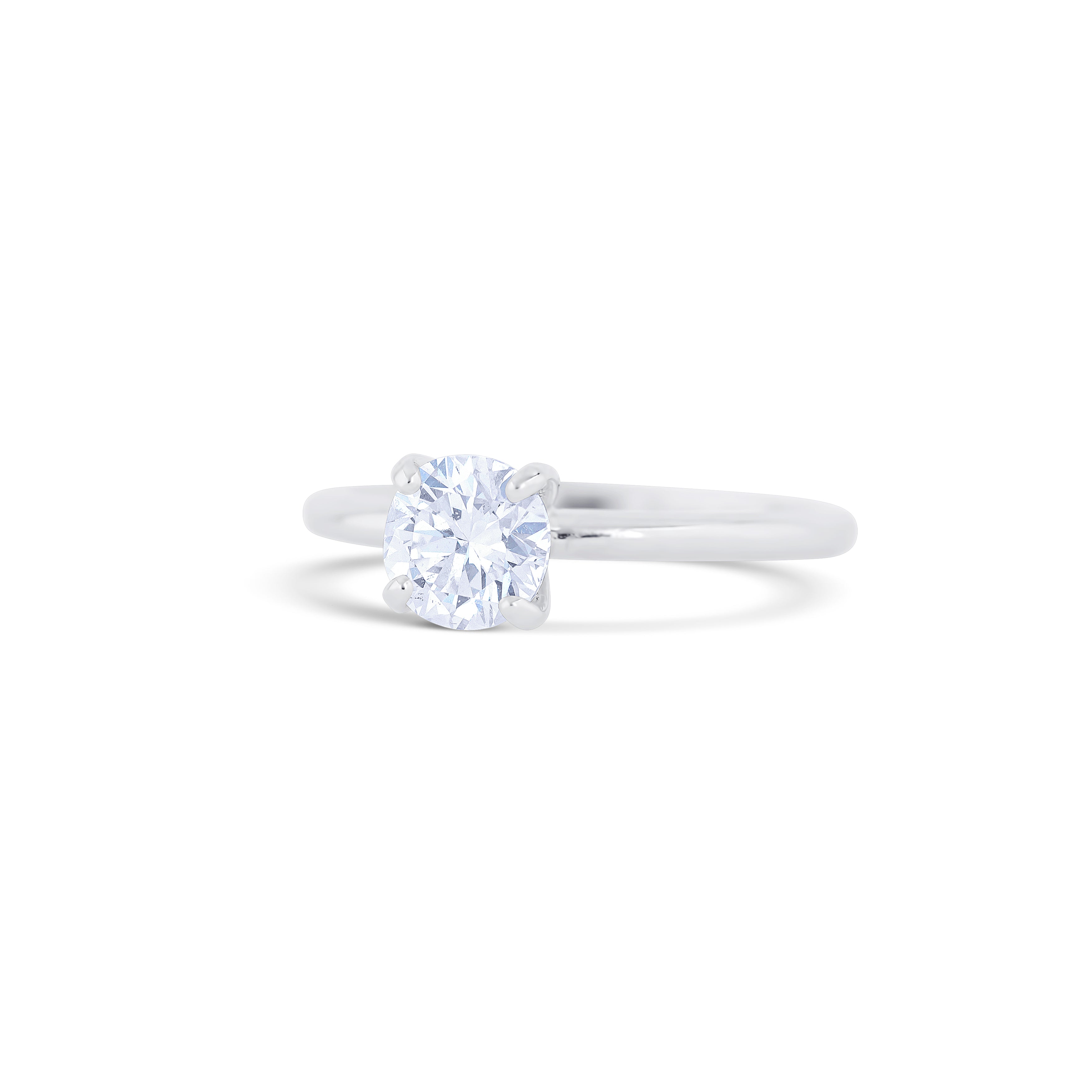 18K White Gold Round Cut Solitaire Diamond Engagement Ring