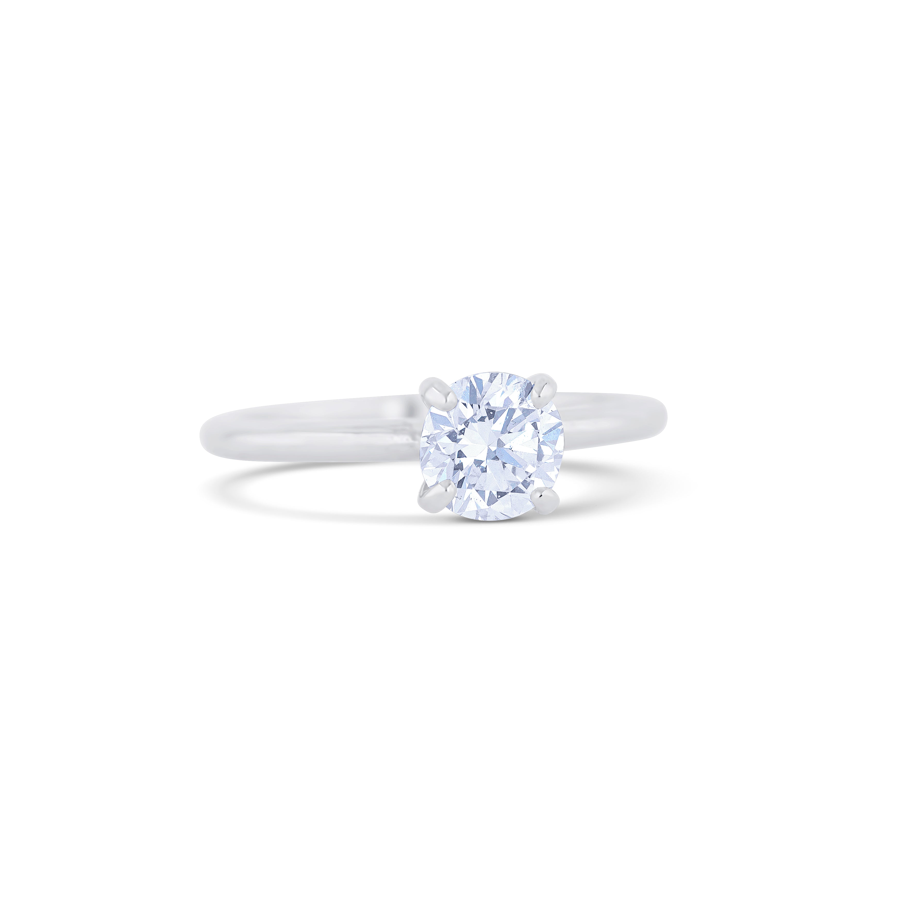18K White Gold Round Cut Solitaire Diamond Engagement Ring