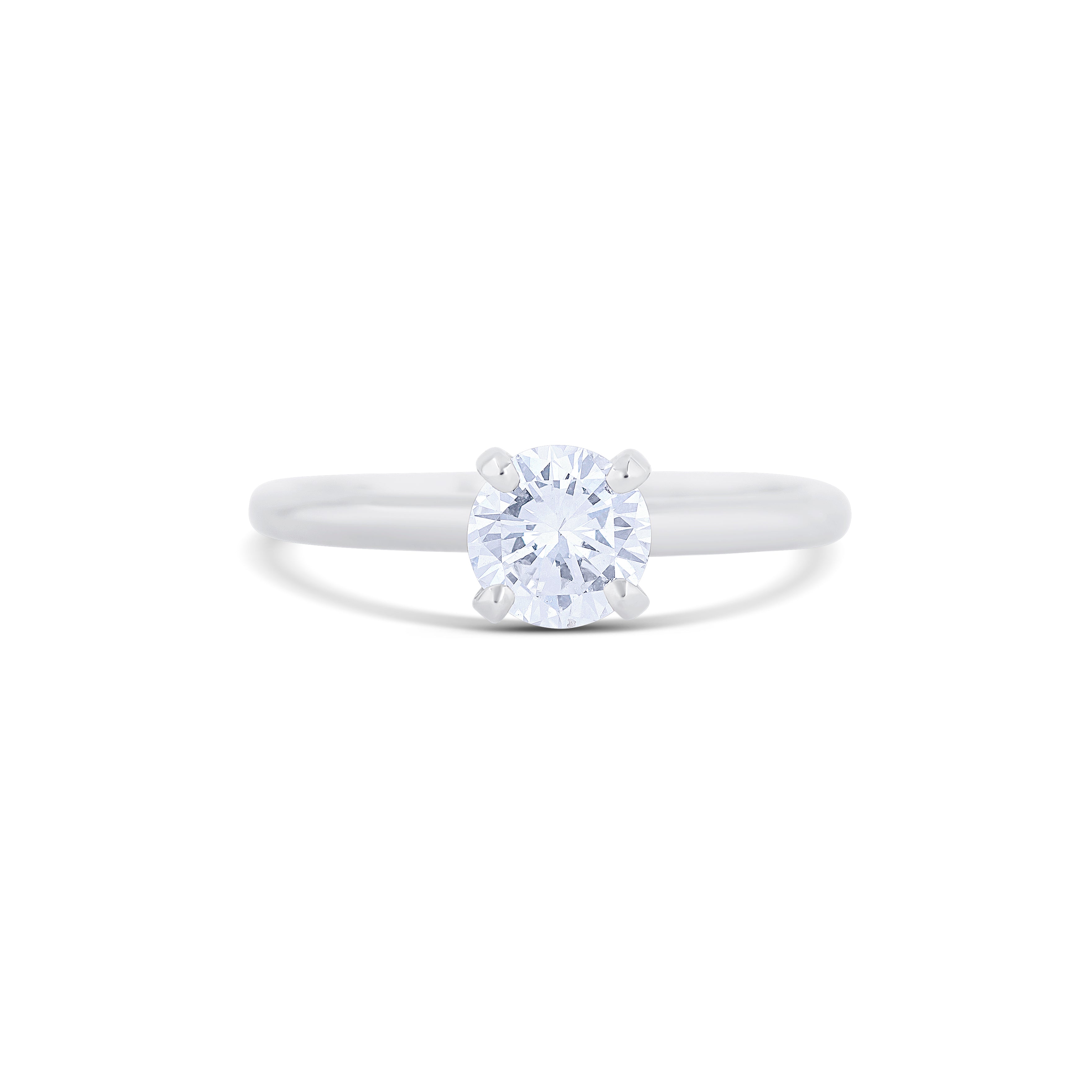 18K White Gold Round Cut Solitaire Diamond Engagement Ring