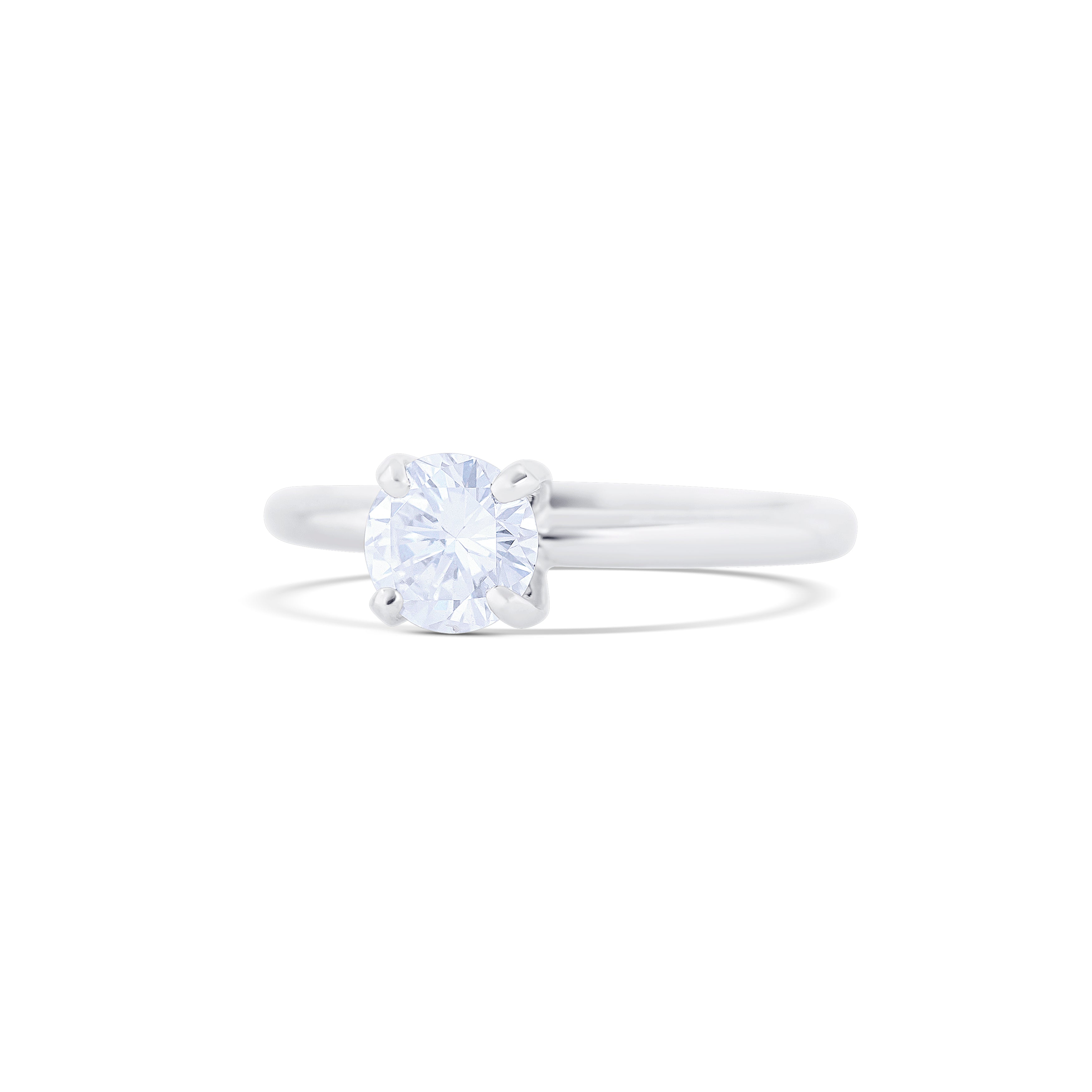 18K White Gold Round Cut Solitaire Diamond Engagement Ring
