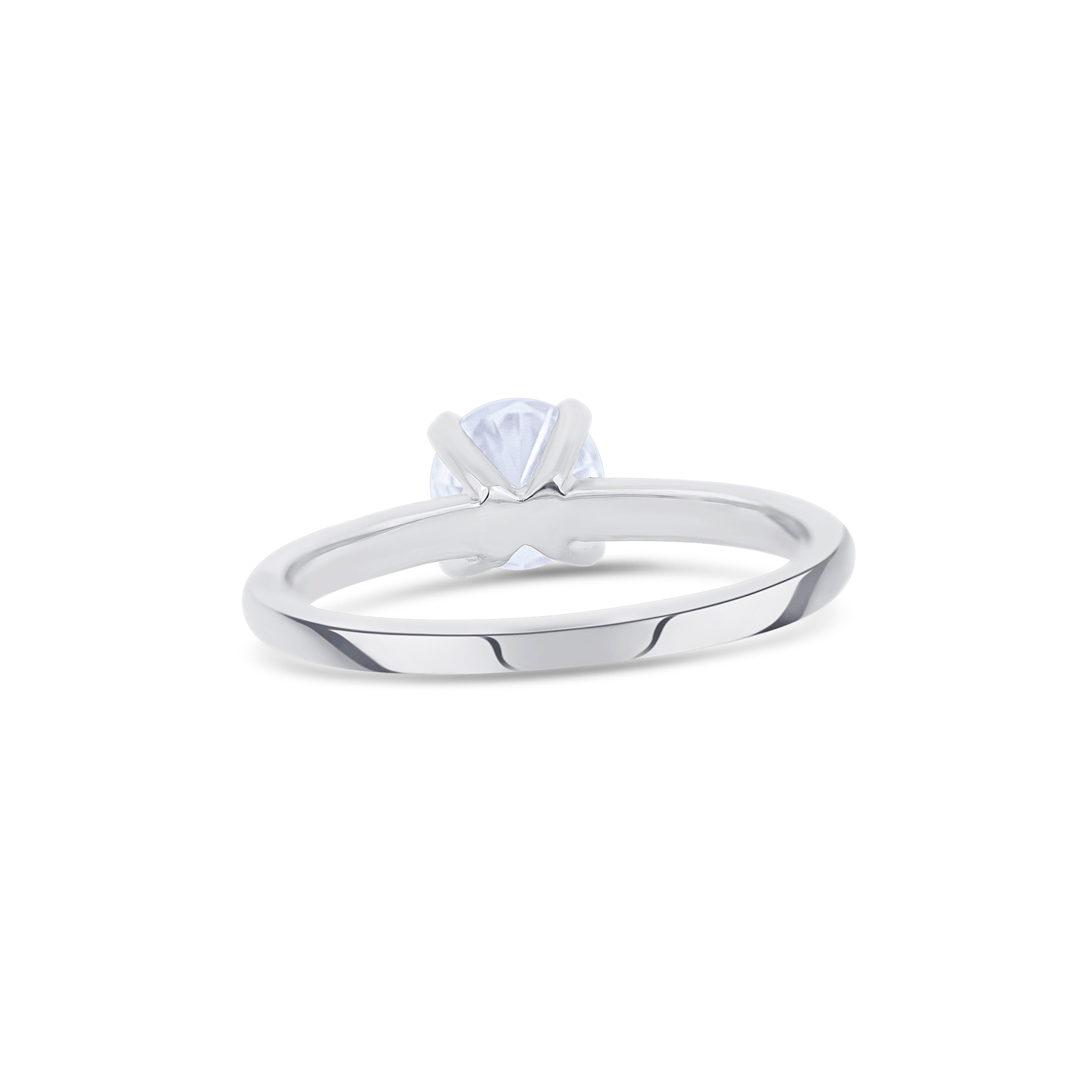 18K White Gold Round Cut Solitaire Diamond Engagement Ring