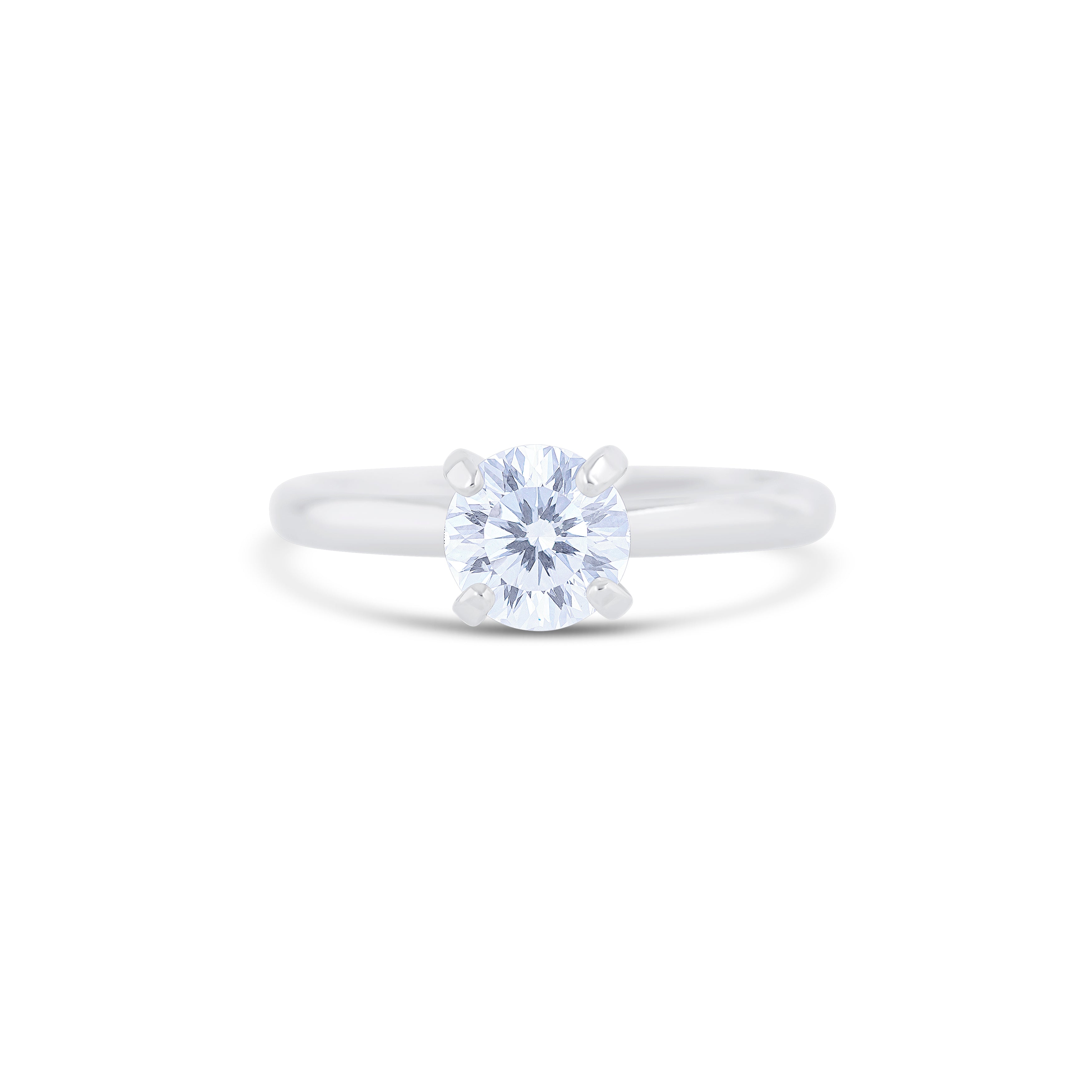 18K White Gold Round Cut Diamond Solitaire Engagement Ring