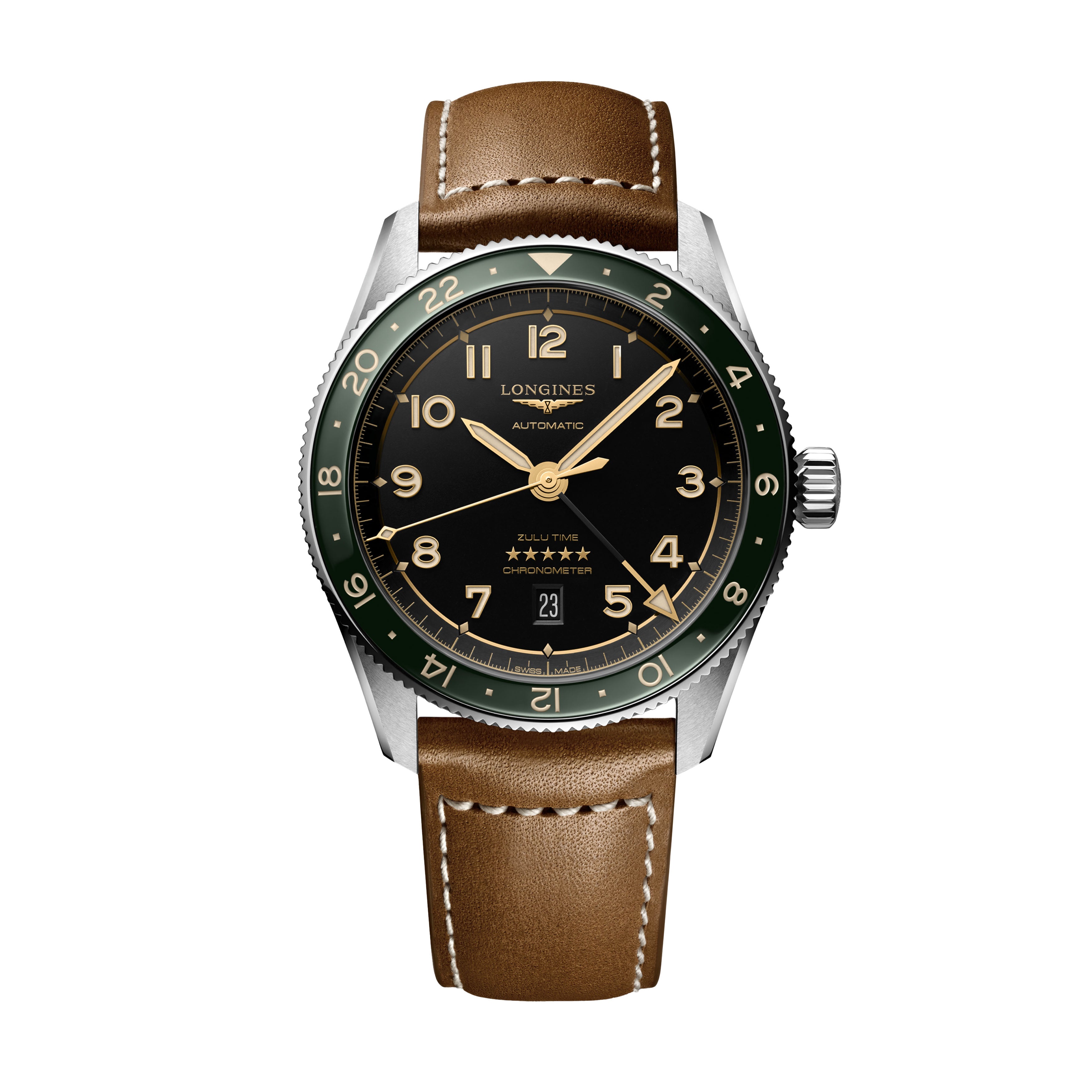 Longines Spirit Zulu Time Watch, 42mm Black Dial, L3.812.4.63.2