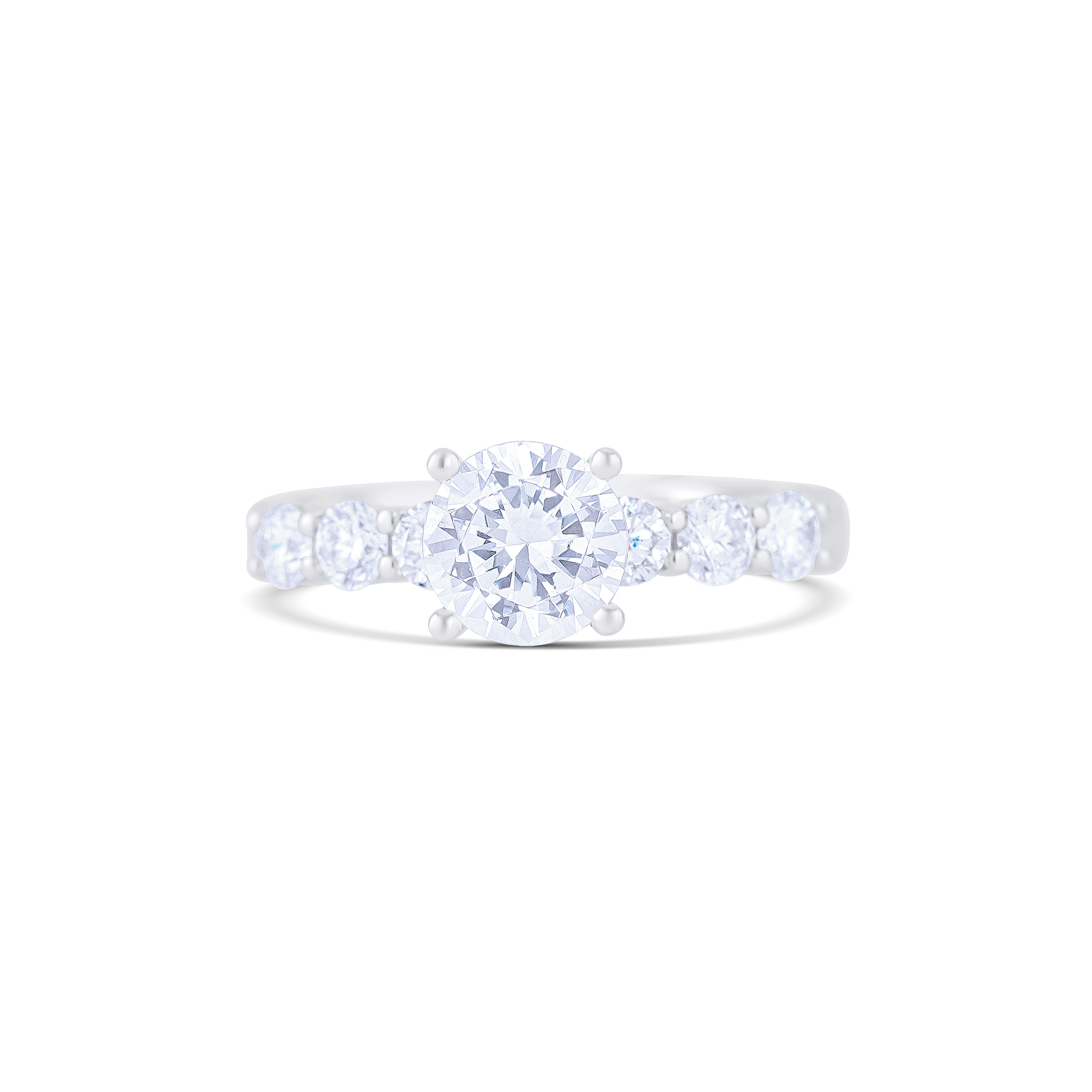 Platinum Round Diamond Shank Engagement Ring Setting