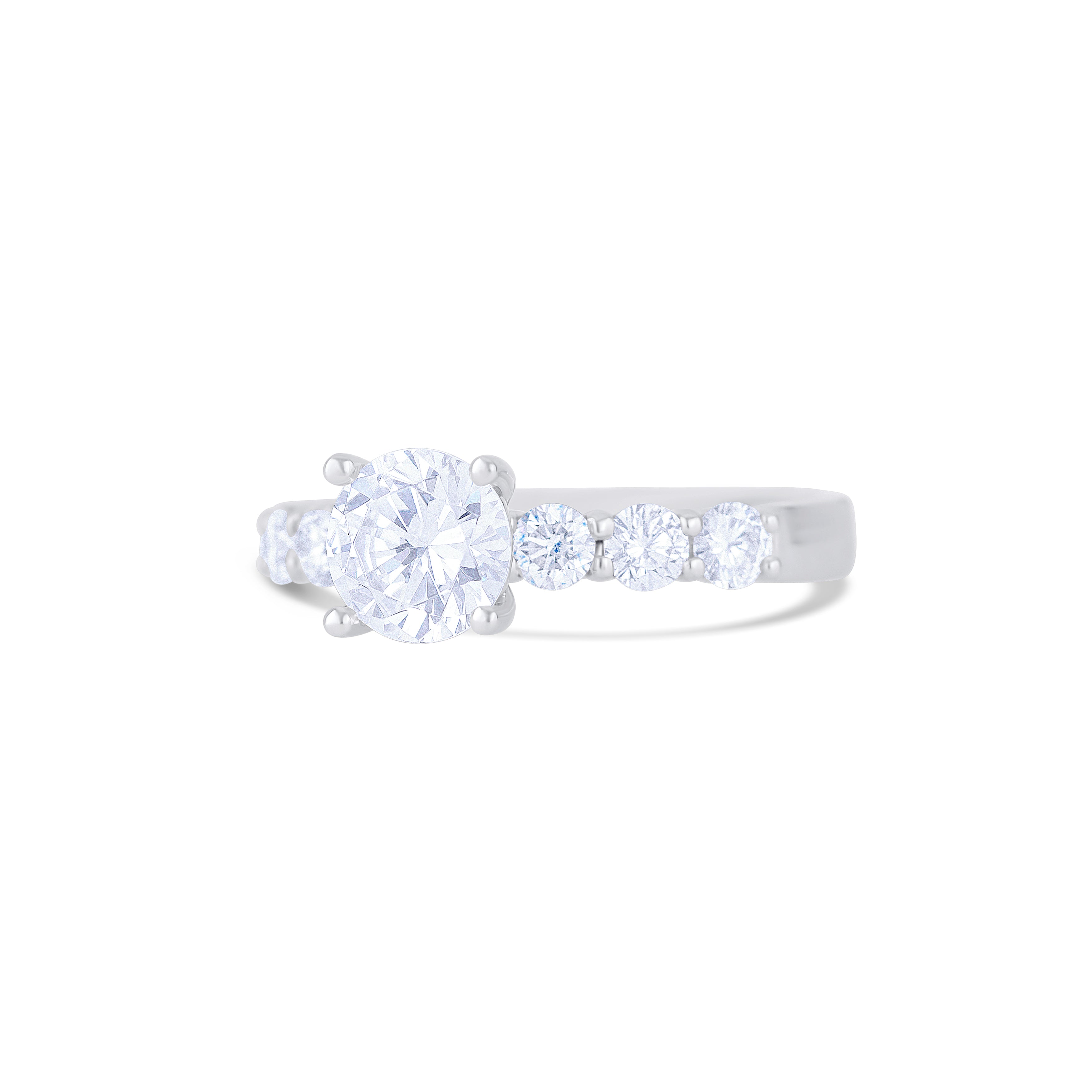 Platinum Round Diamond Shank Engagement Ring Setting