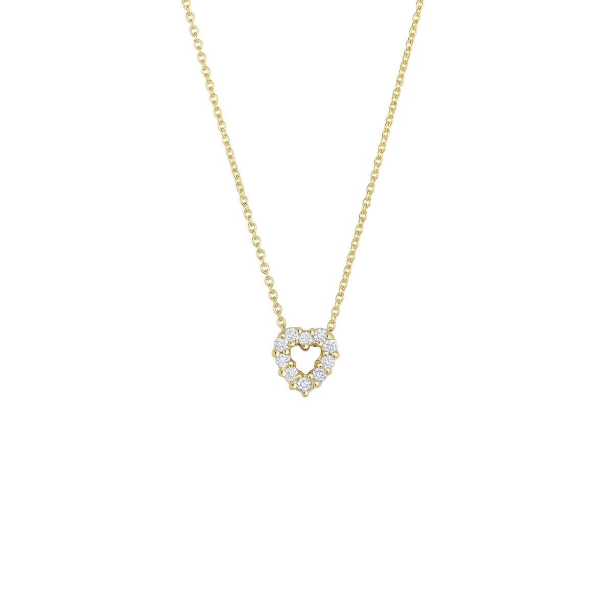 Roberto Coin Tiny Treasures 18K Yellow Gold 0.11CT Diamond Heart Necklace