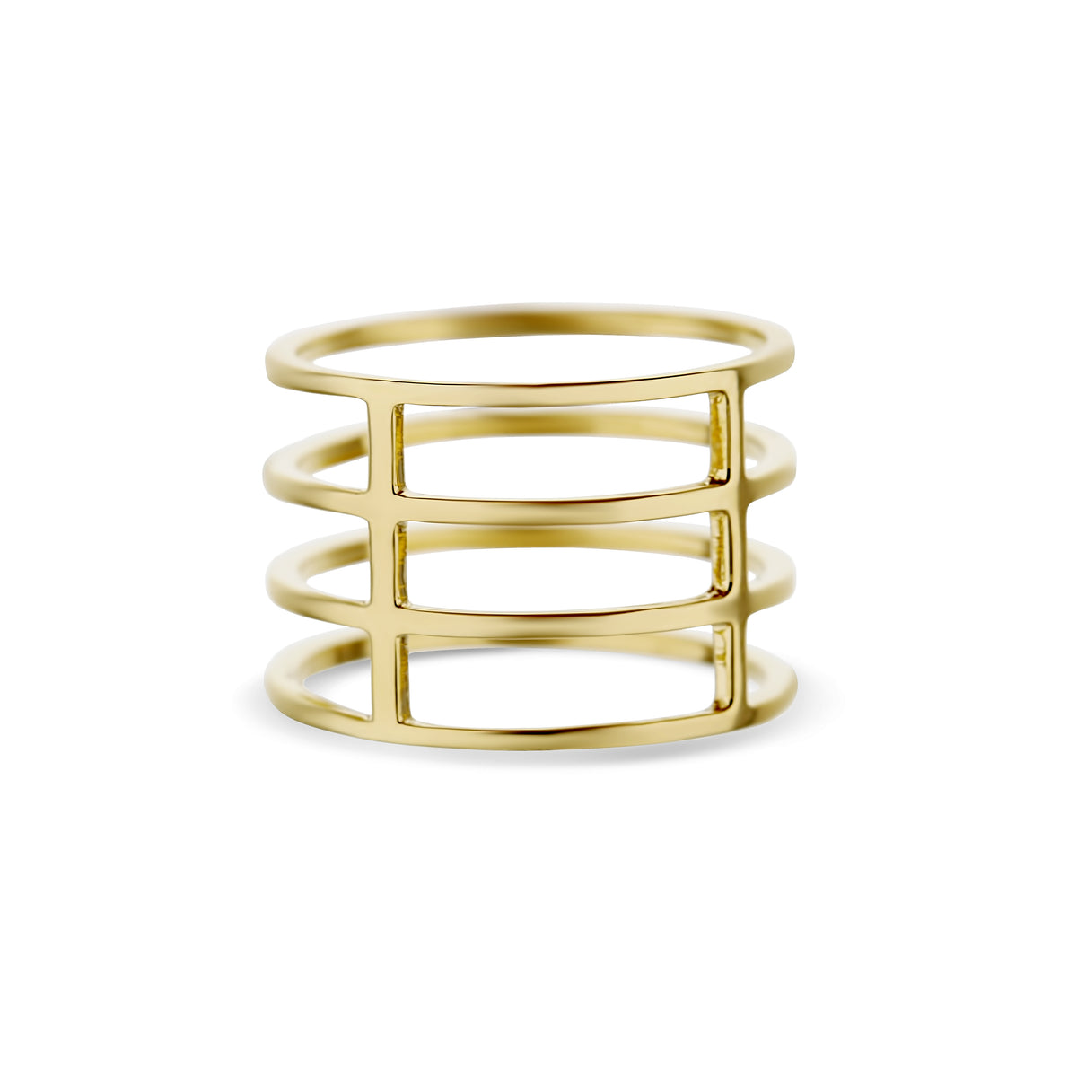 18k Yellow Gold Diamond Pavé Four Row Ring