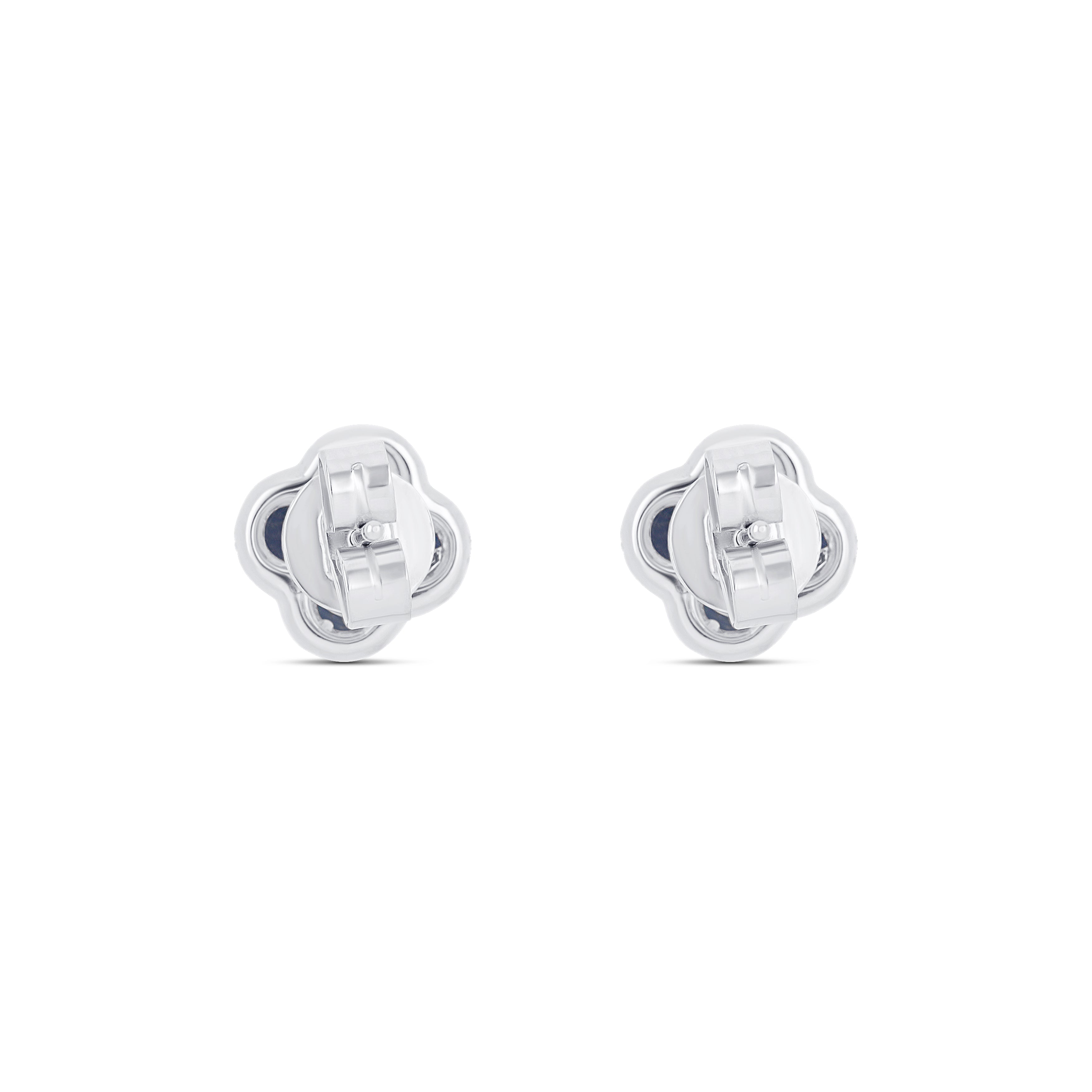 18K White Gold Round Cut Sapphire and Round Cut Diamonds Stud Earrings