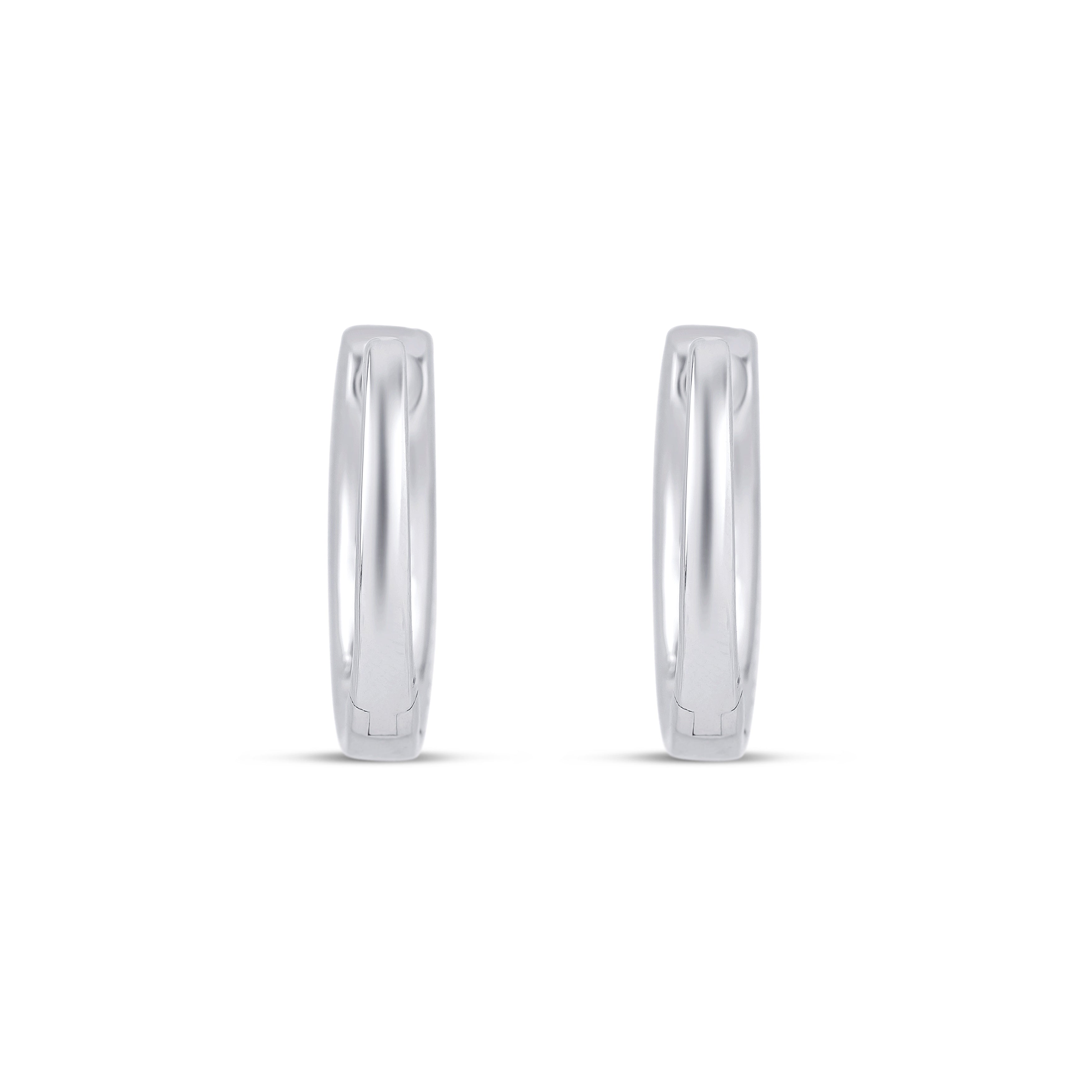 18K White Gold Round Cut Sapphire and Round Cut Diamond Double Row Huggie Earrings