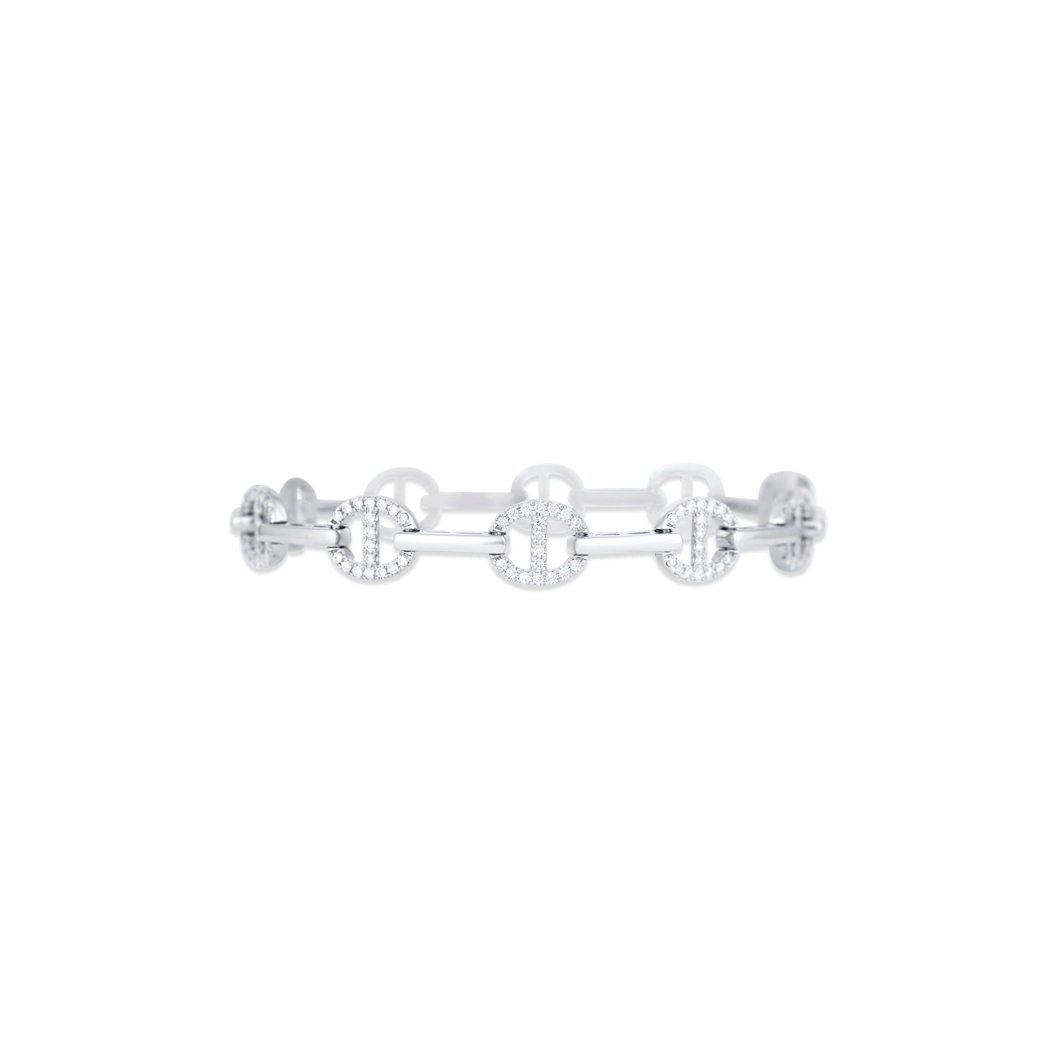 18K White Gold Diamond Link Bracelet
