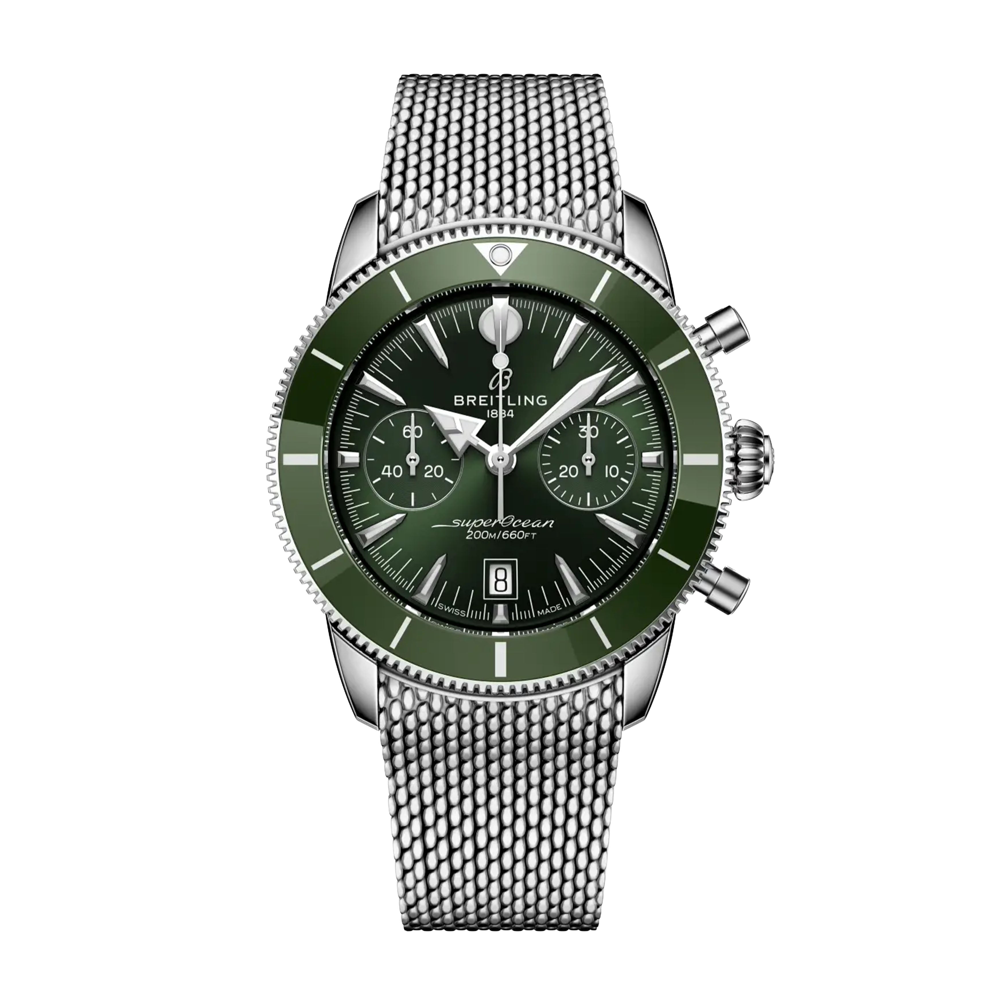 Breitling Superocean Heritage B01 Chronograph Watch, 42mm Green Dial, AB0156361L1A1