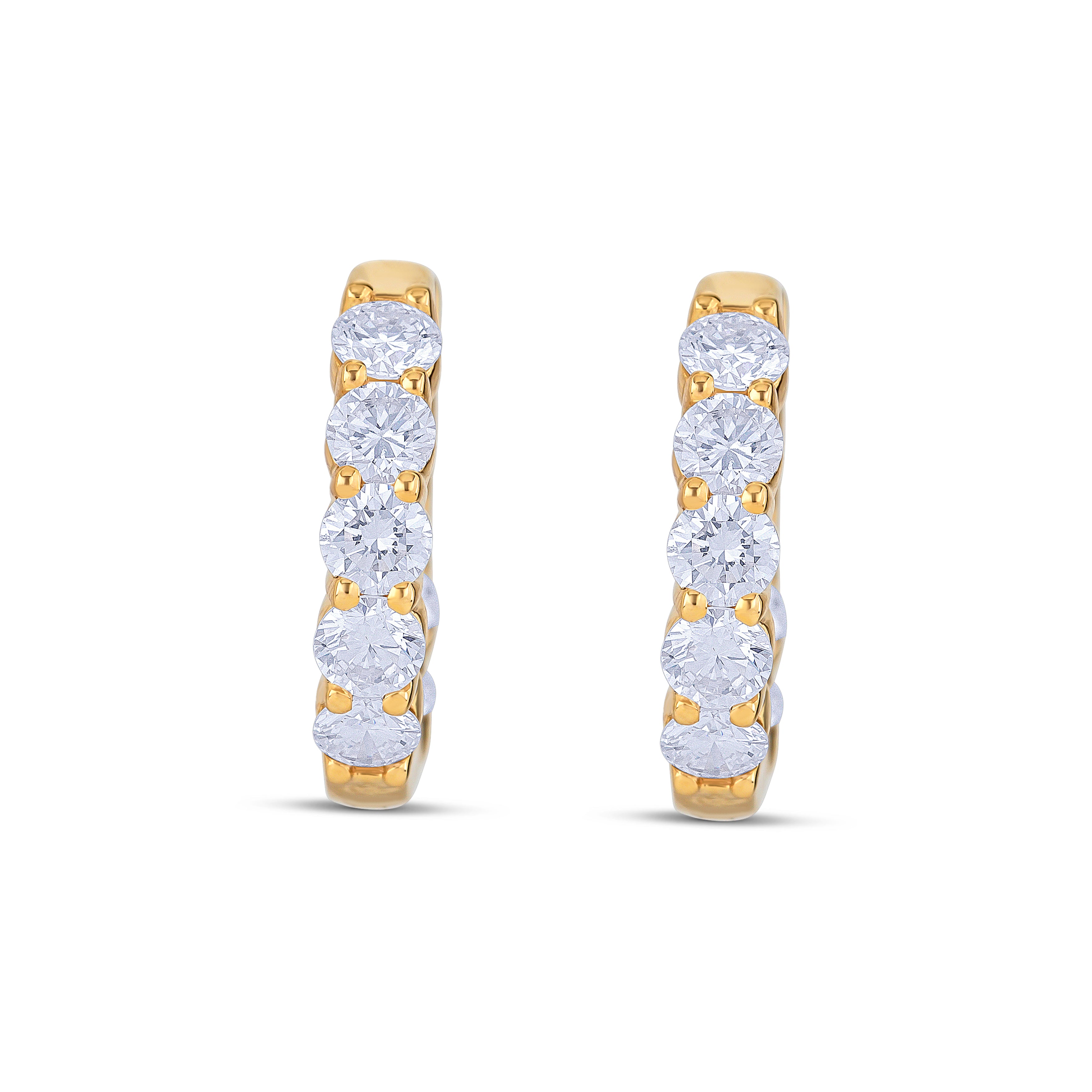 18K Yellow Gold Round Cut Lab Diamond Huggie Earrings