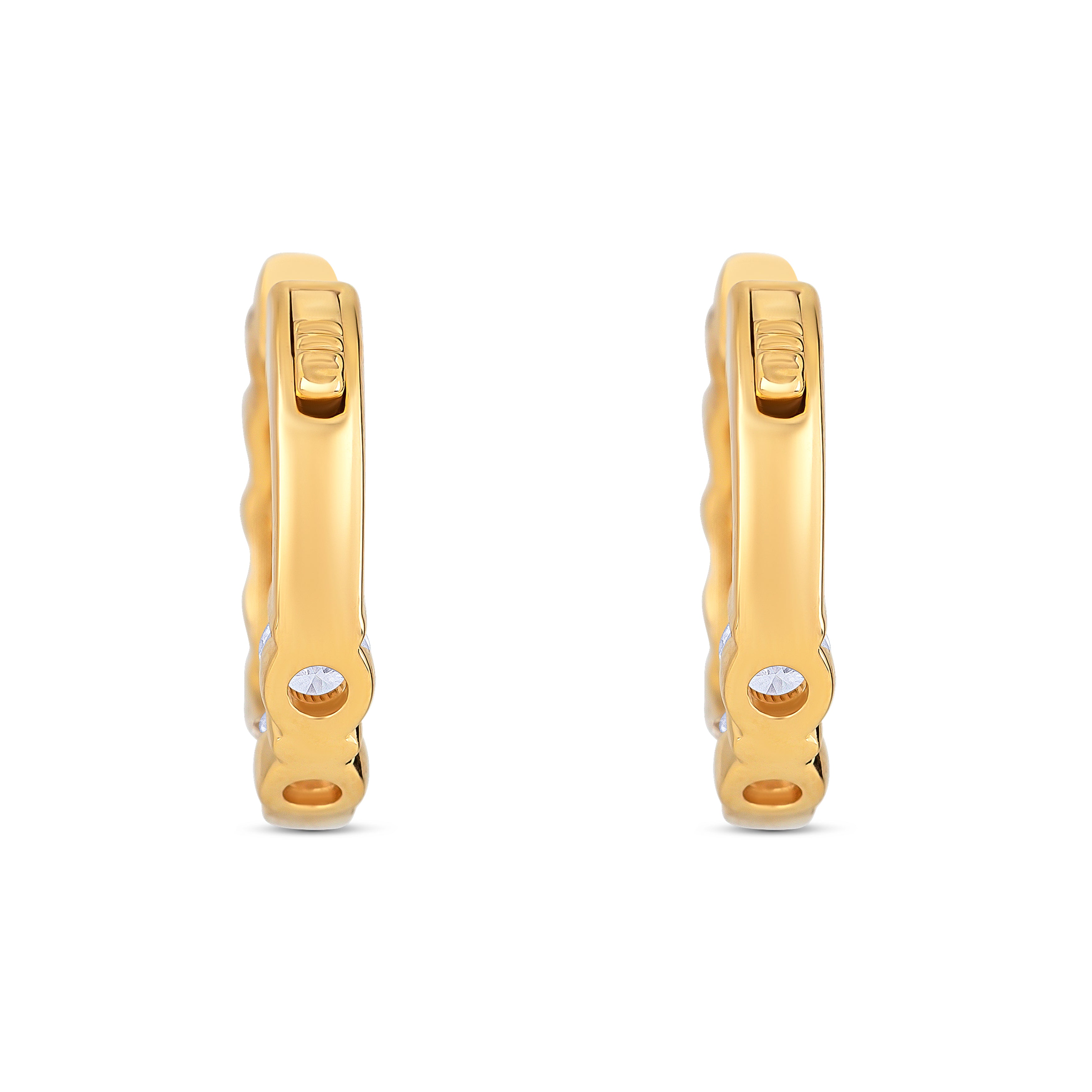 18K Yellow Gold Round Cut Lab Diamond Huggie Earrings