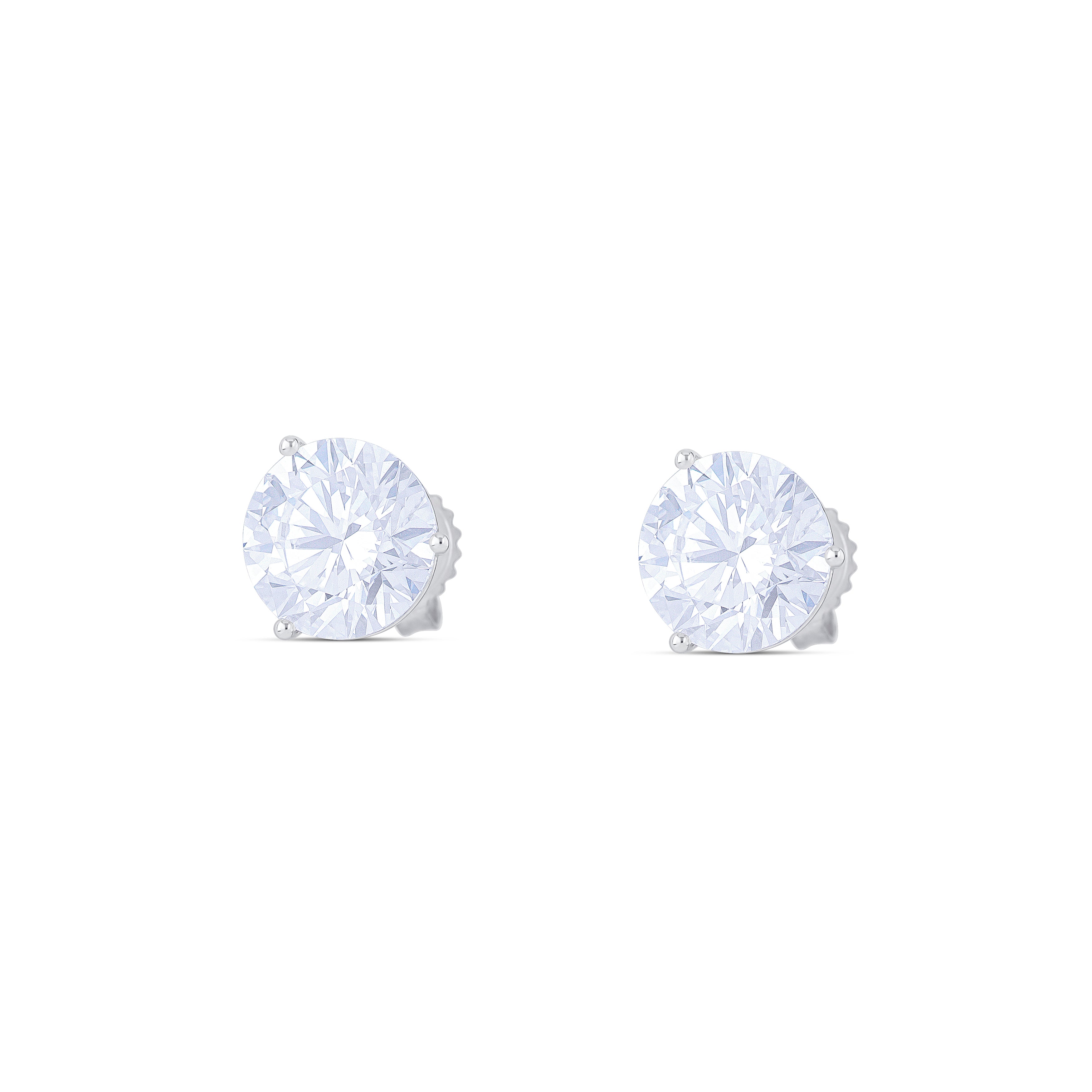 18K White Gold Round Cut Lab Grown Diamond Stud Earrings